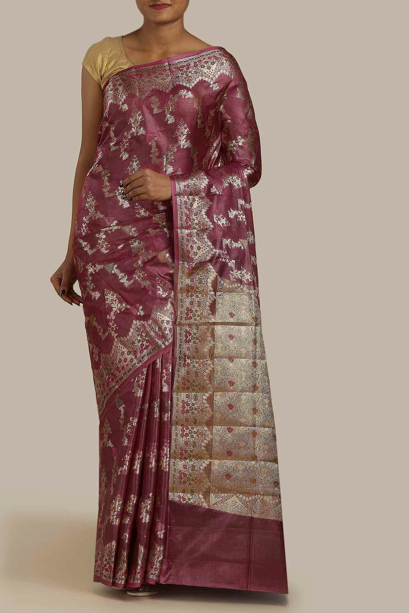 Pink Banarasi Raw Silk Saree