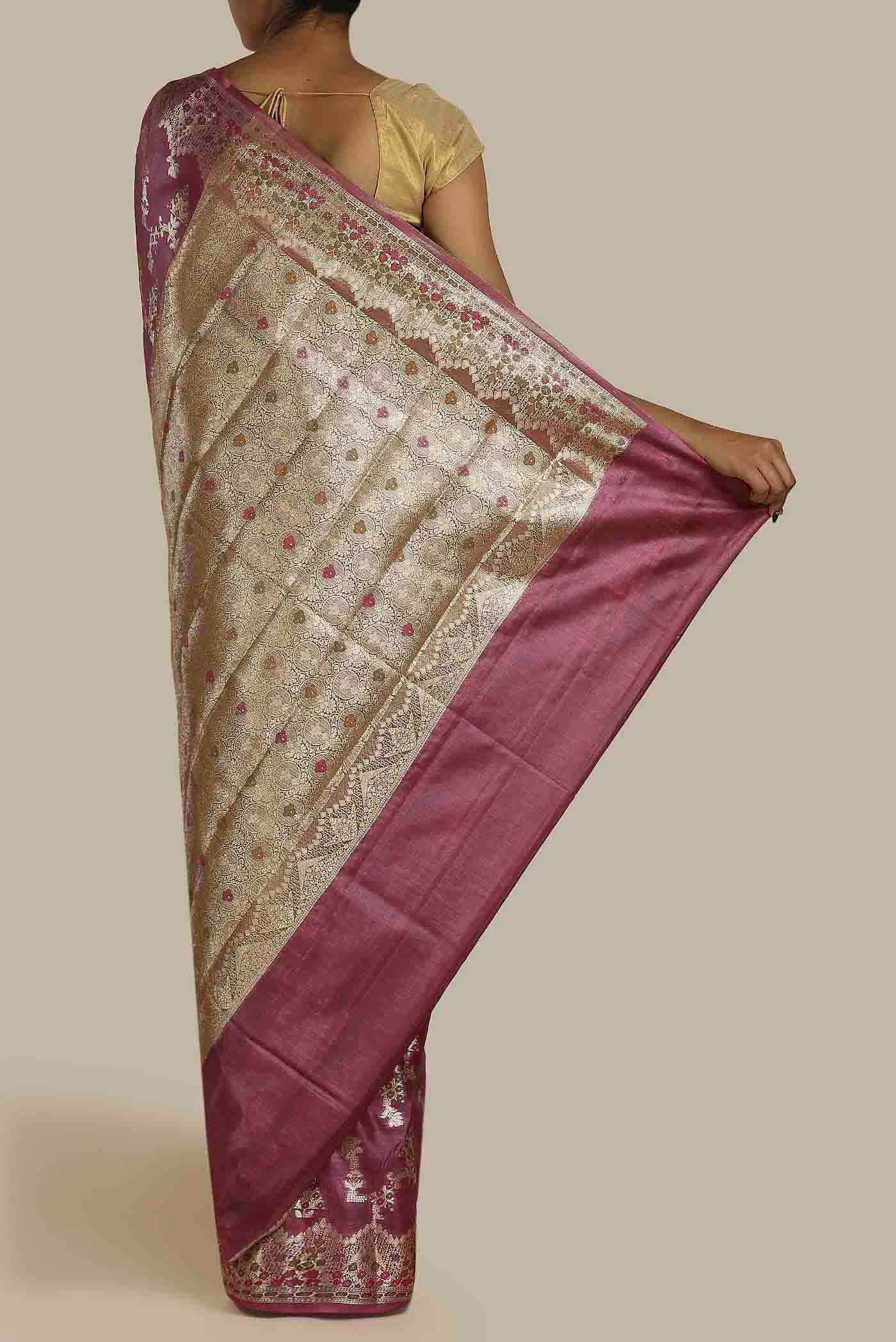 Pink Banarasi Raw Silk Saree