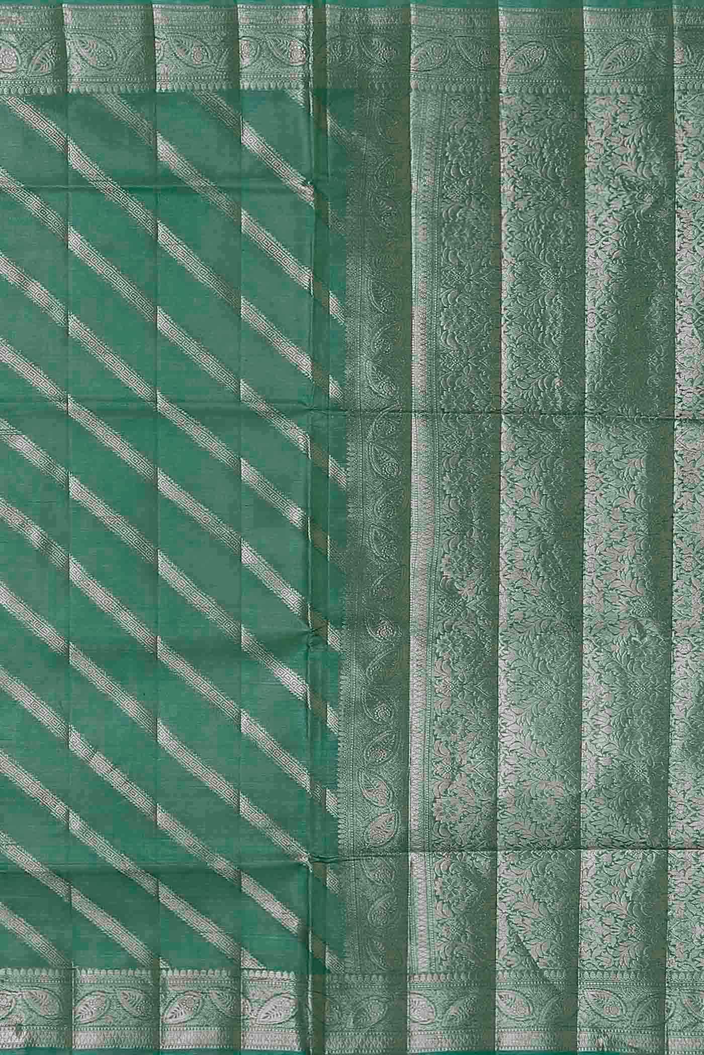 Green Banarasi Raw Silk Saree