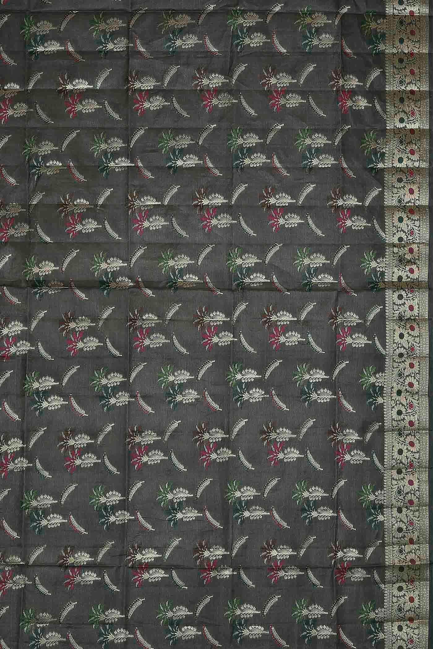 Grey Banarasi Tussar Silk Saree