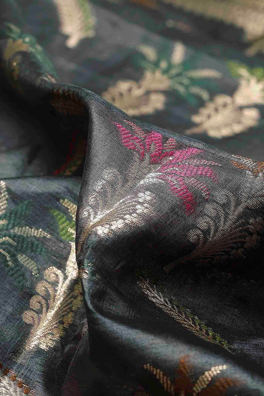 Grey Banarasi Tussar Silk Saree
