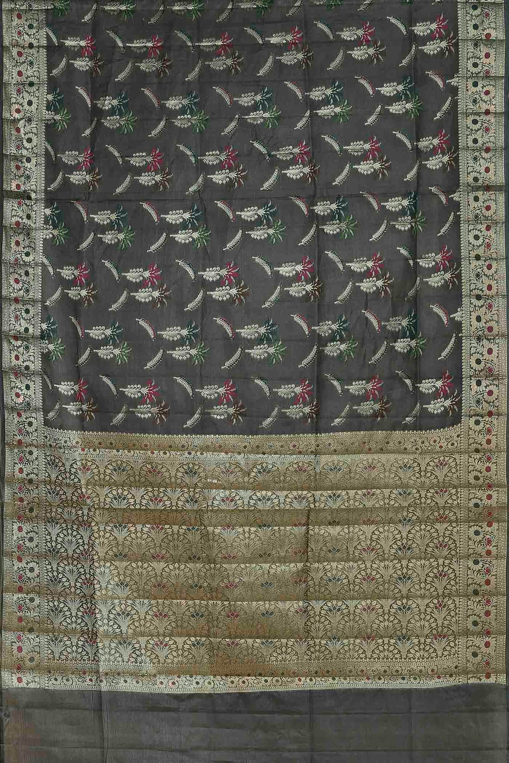Grey Banarasi Tussar Silk Saree