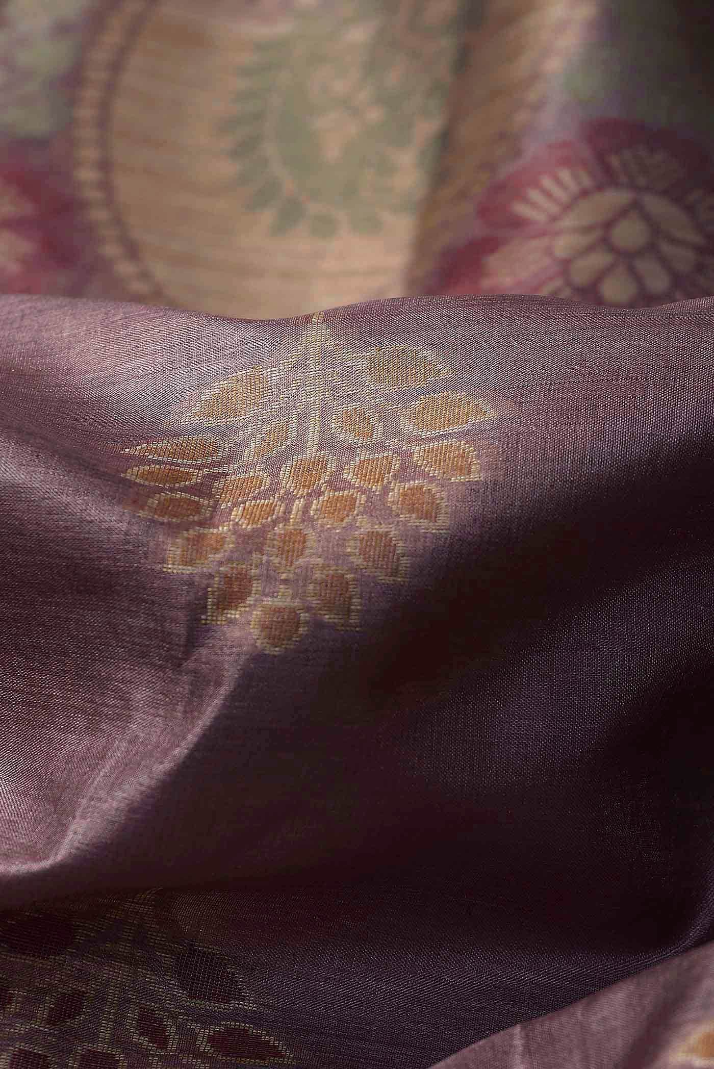 Mauve Banarasi Tussar Silk Saree