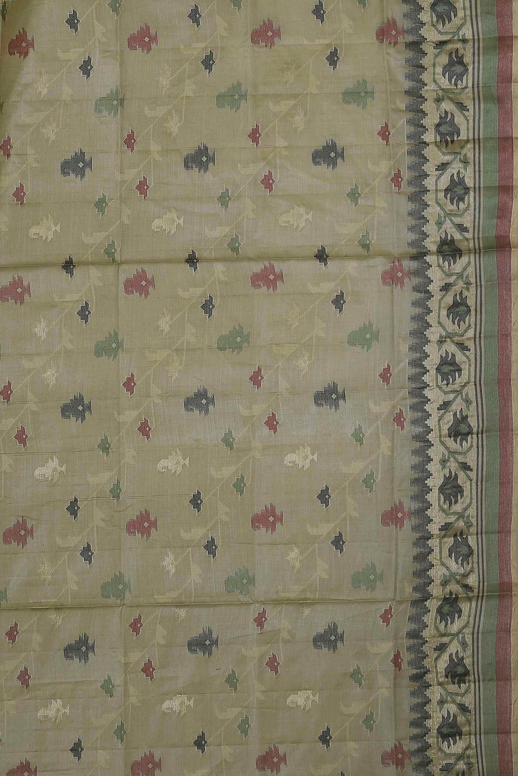 Beige Banarasi Tussar Silk Saree