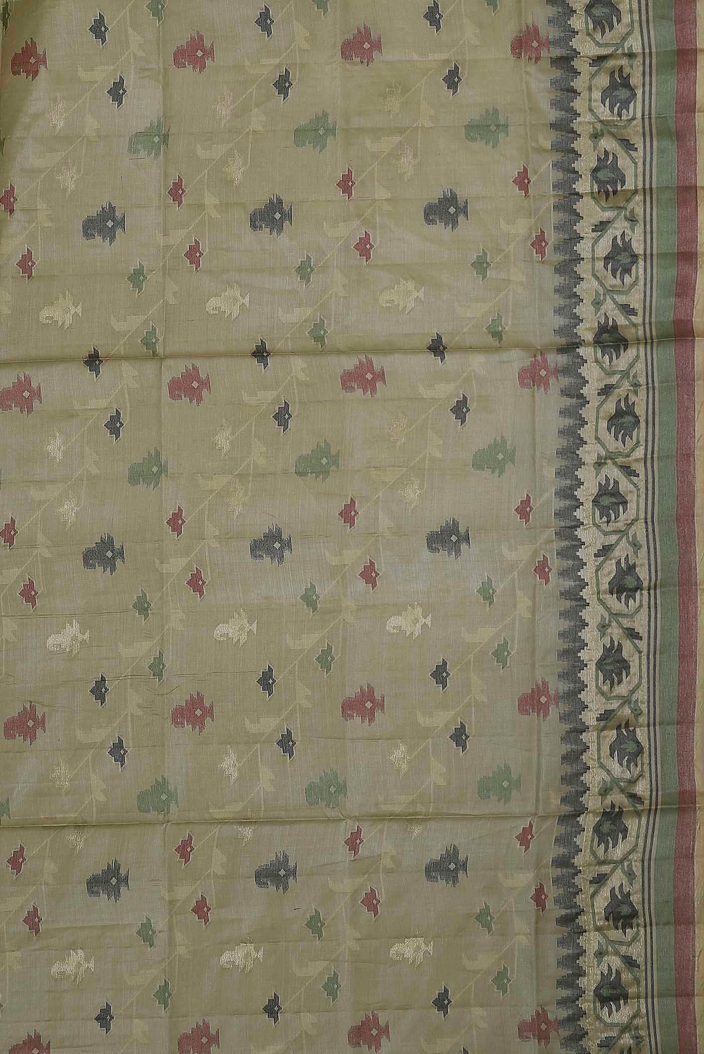 Beige Banarasi Tussar Silk Saree