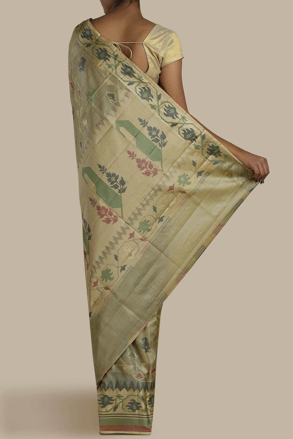 Beige Banarasi Tussar Silk Saree