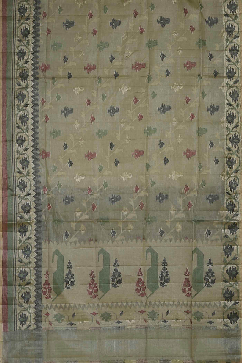 Beige Banarasi Tussar Silk Saree