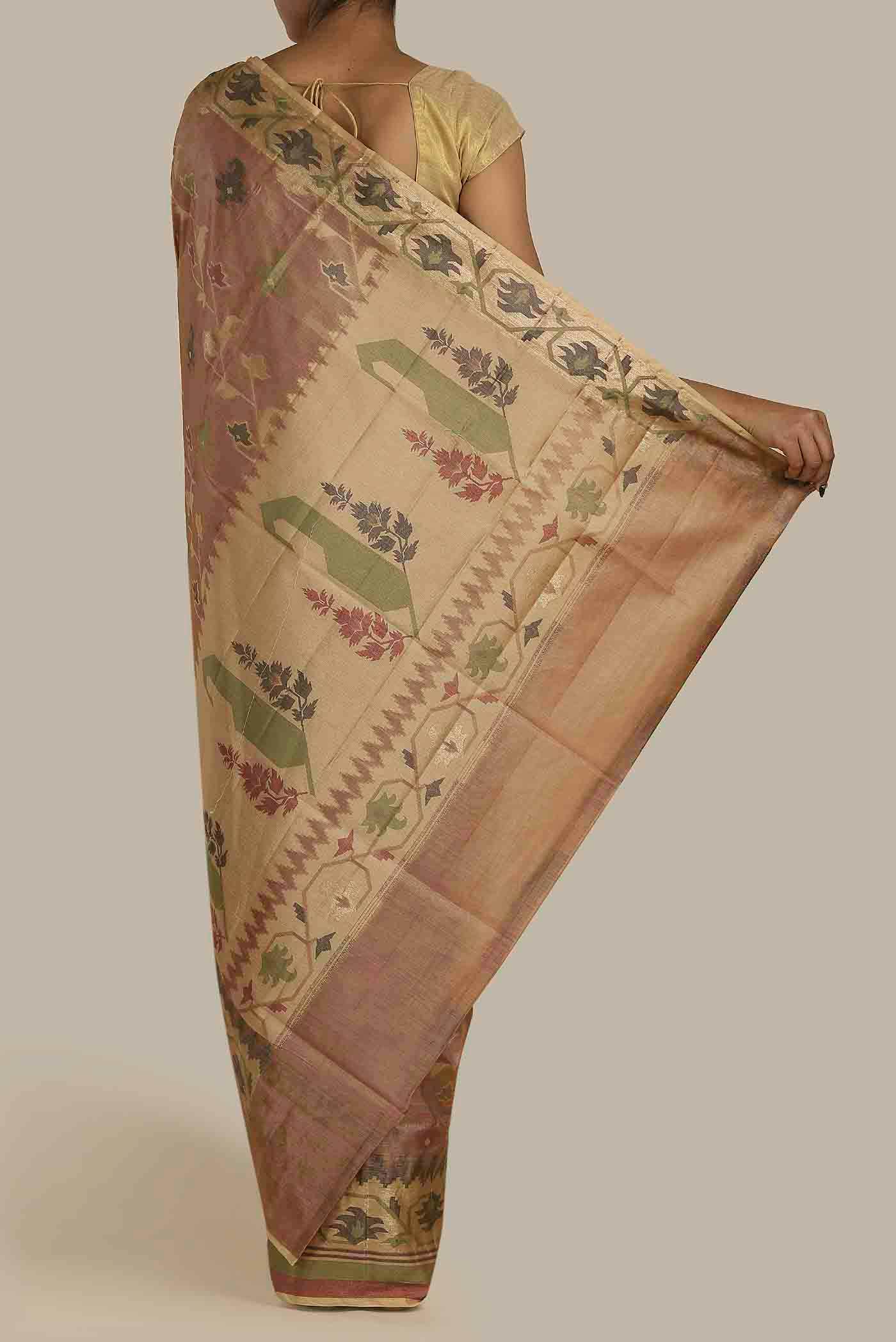 Brown Banarasi Tussar Silk Saree