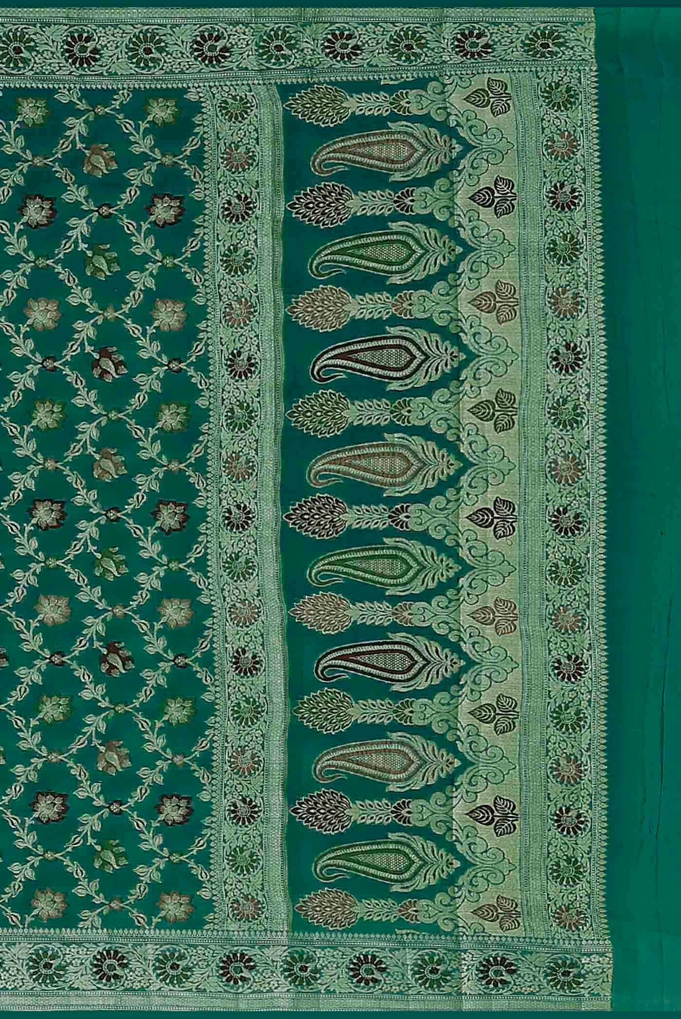 Green Banarasi Georgette Saree