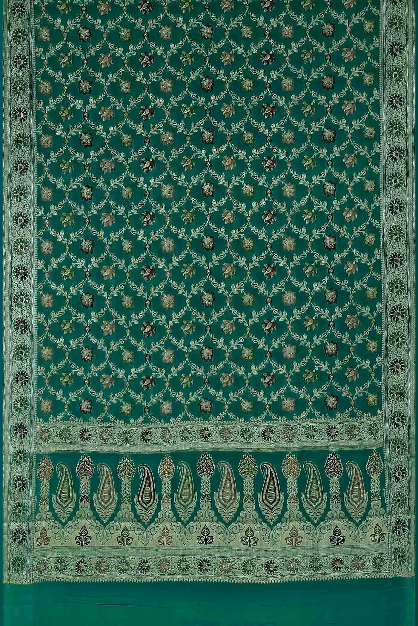 Green Banarasi Georgette Saree