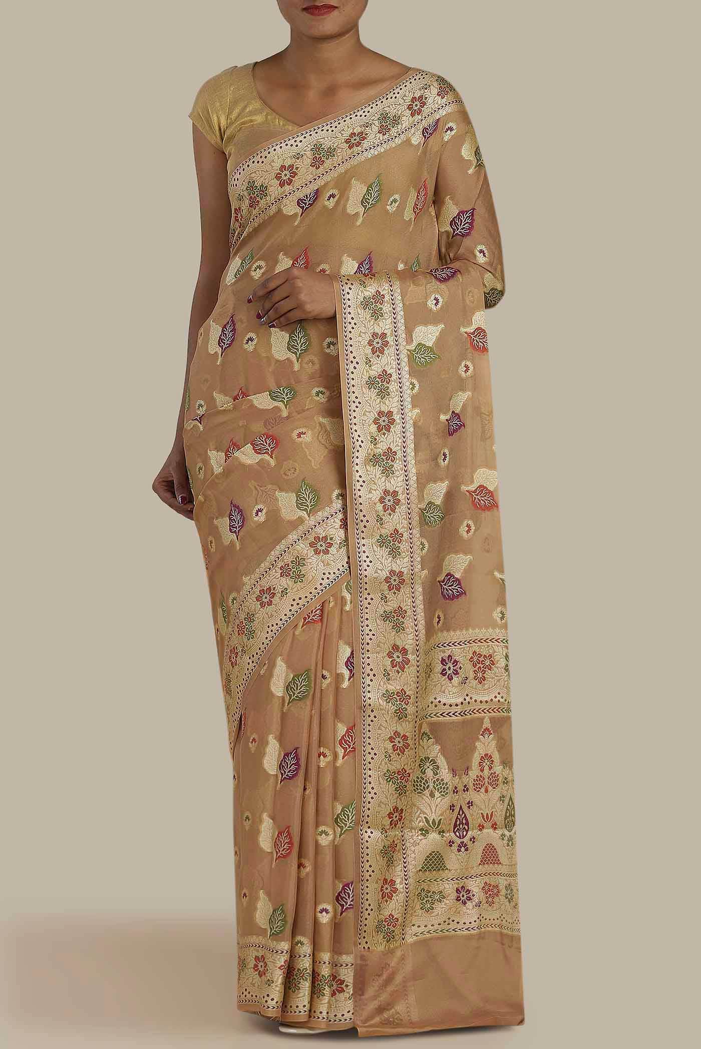 Beige Banarasi Georgette Saree