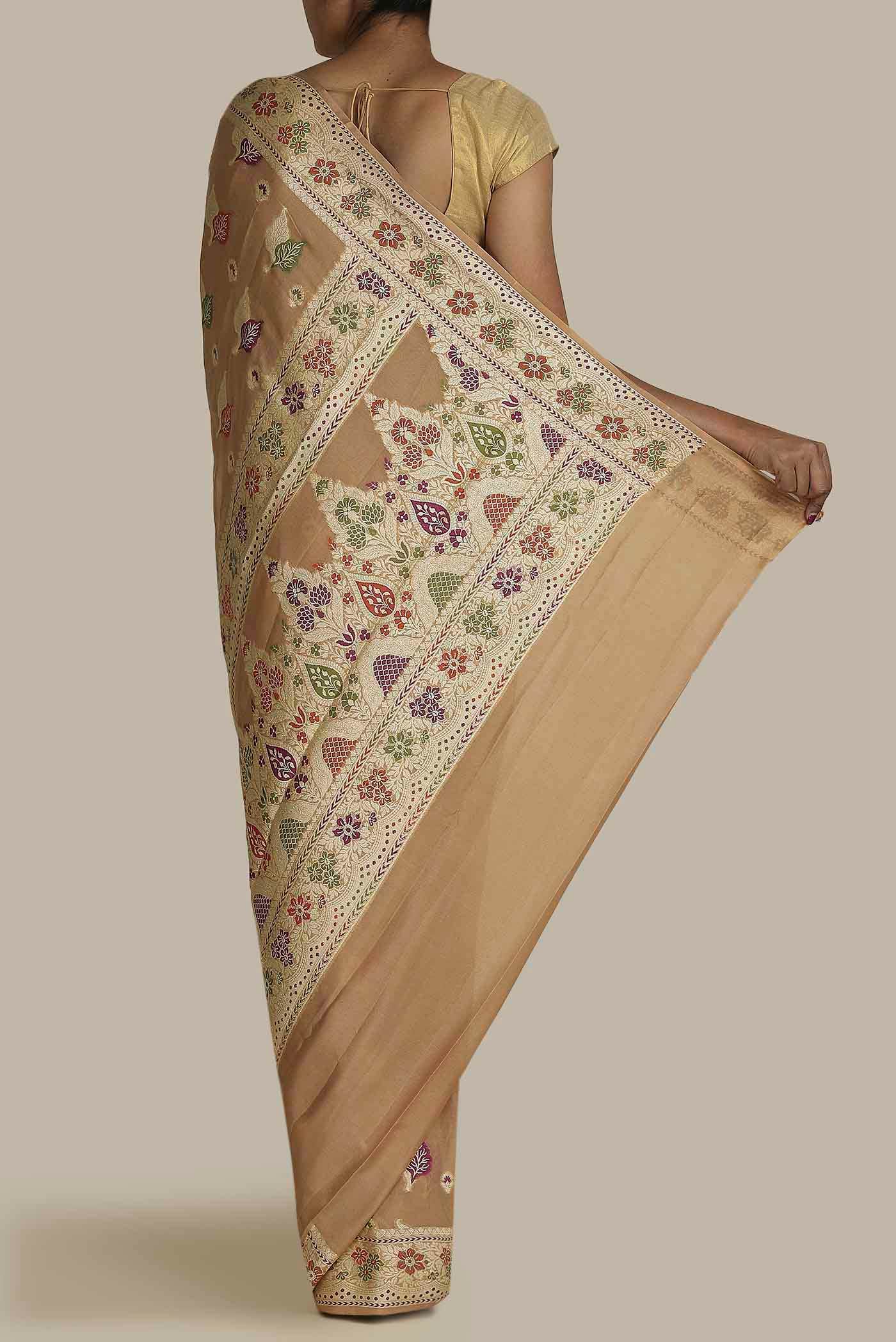 Beige Banarasi Georgette Saree