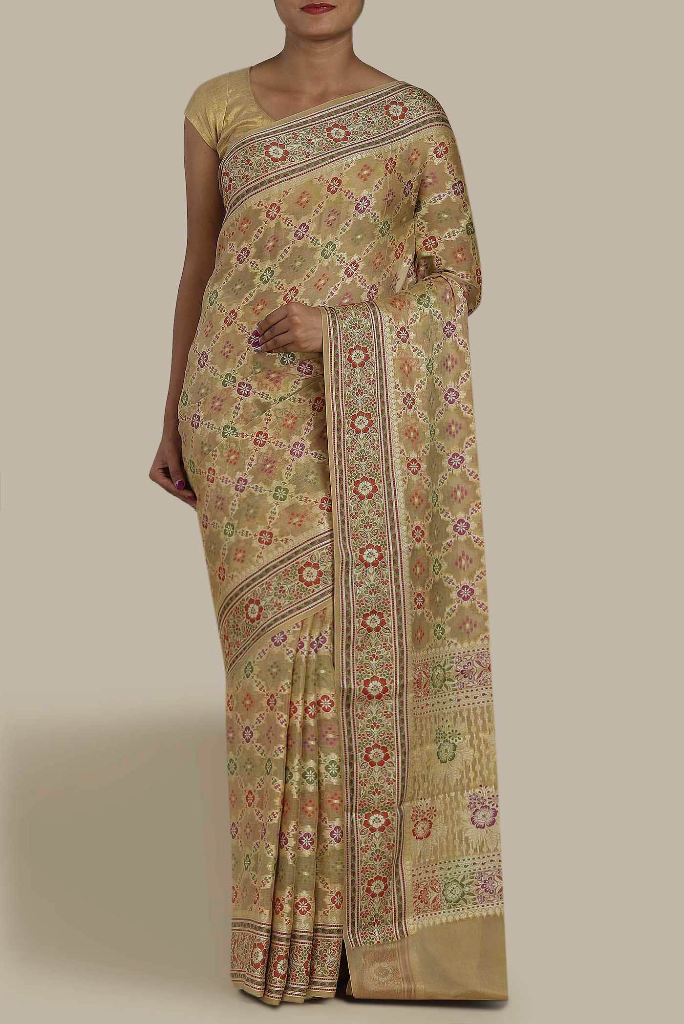 Beige Banarasi Georgette Saree