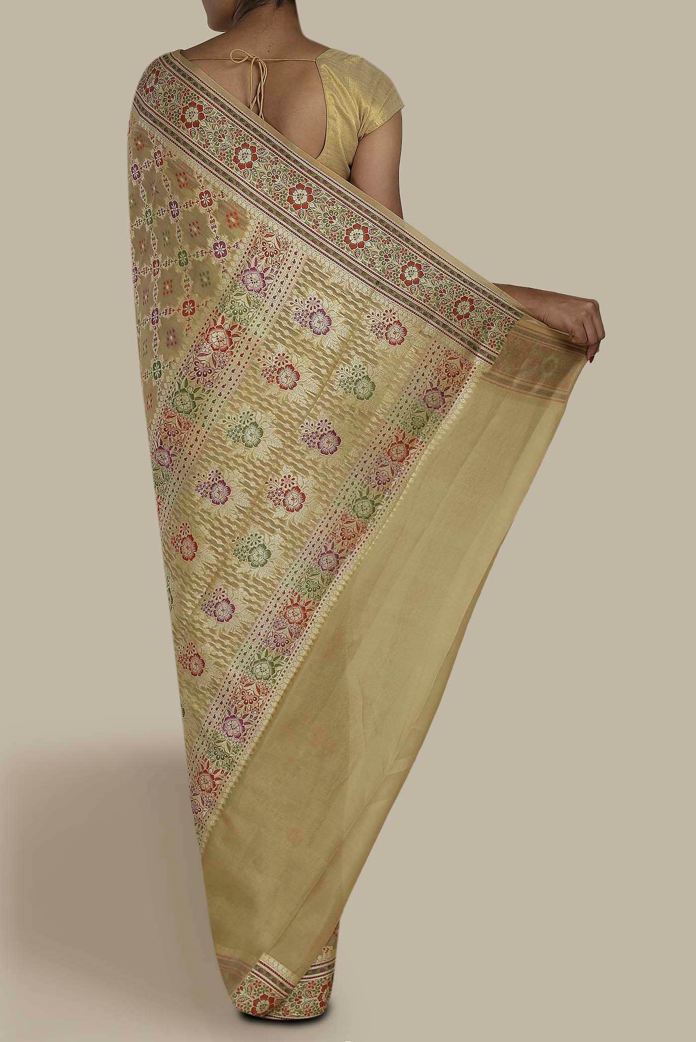 Beige Banarasi Georgette Saree