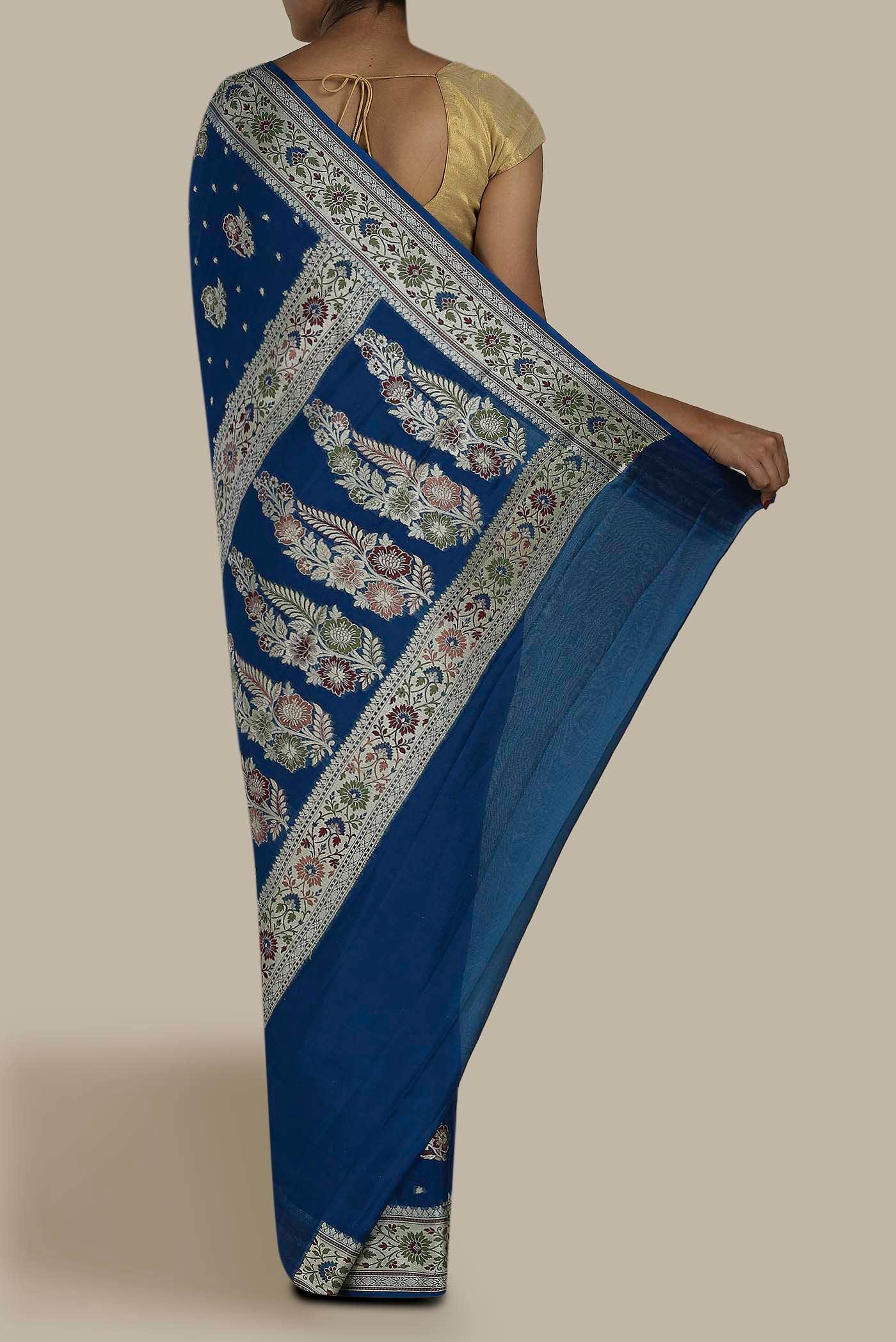 Blue Banarasi Georgette Saree