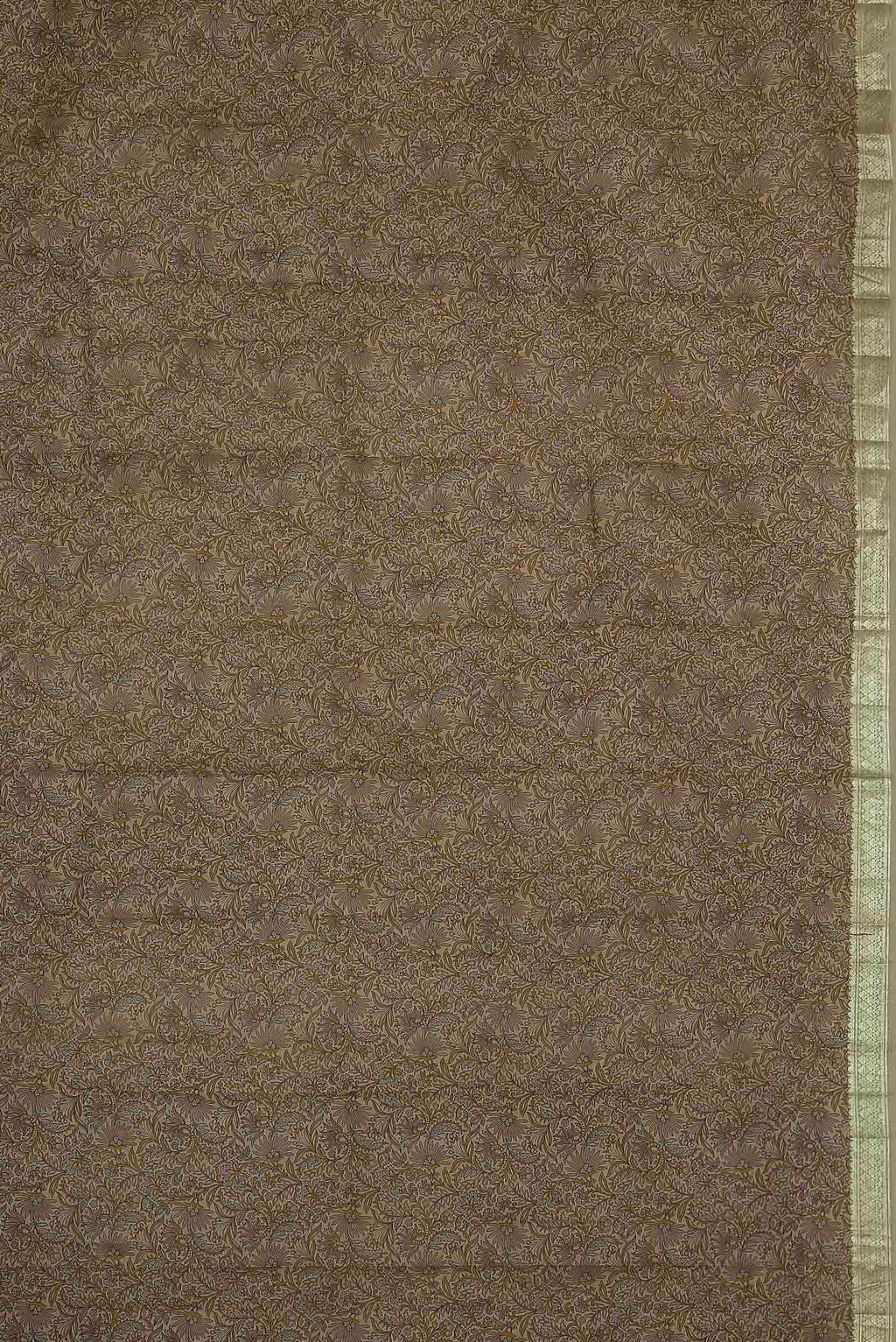 Beige Printed Silk Saree
