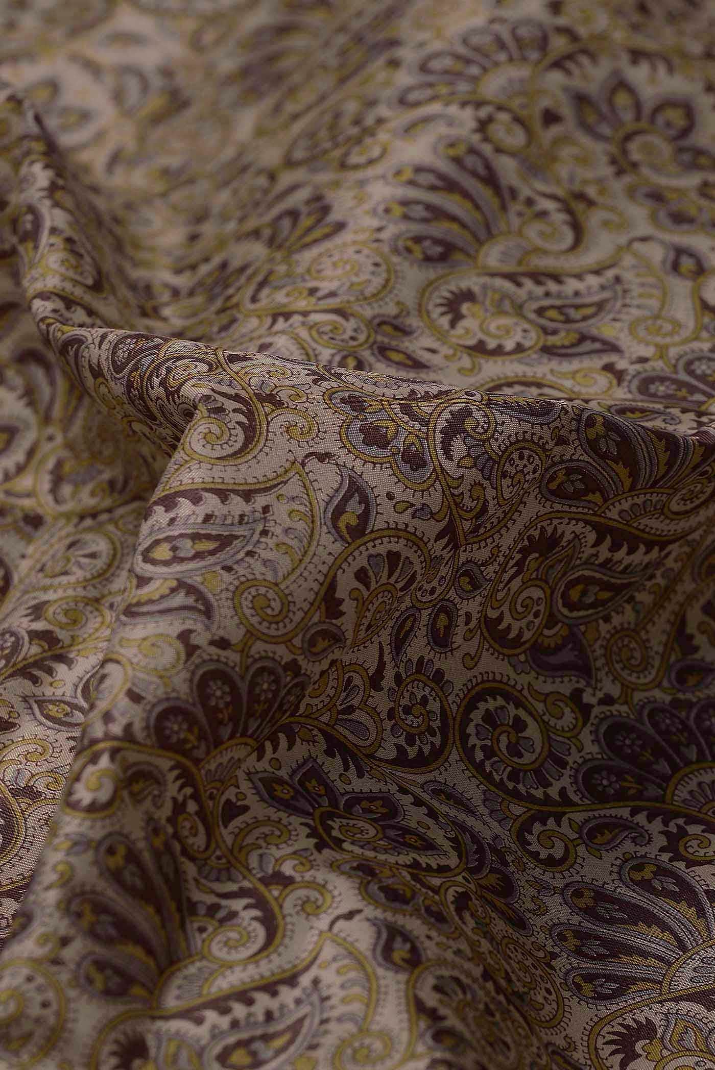 Beige Printed Silk Saree