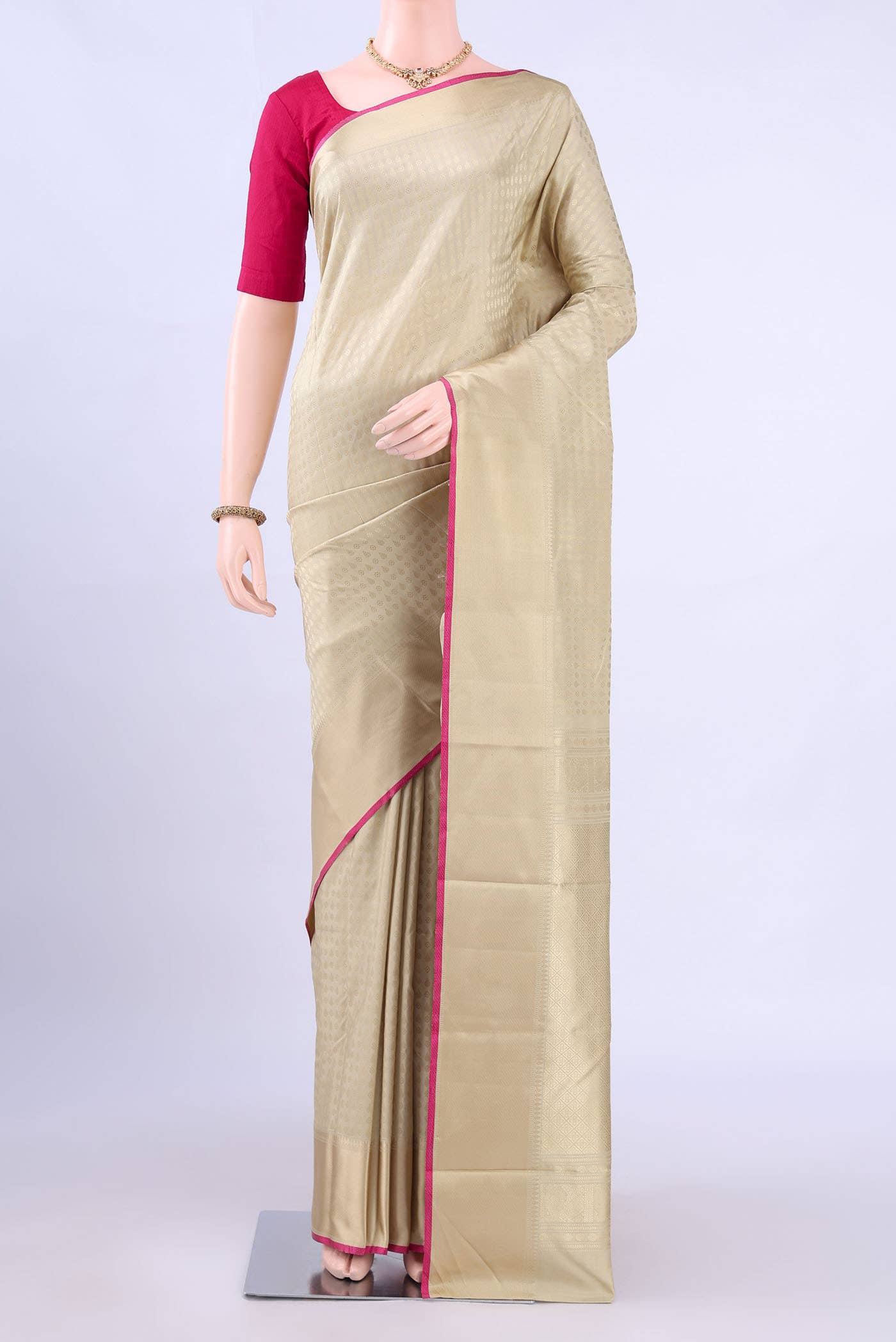 Cream Kanchipuram Silk Saree