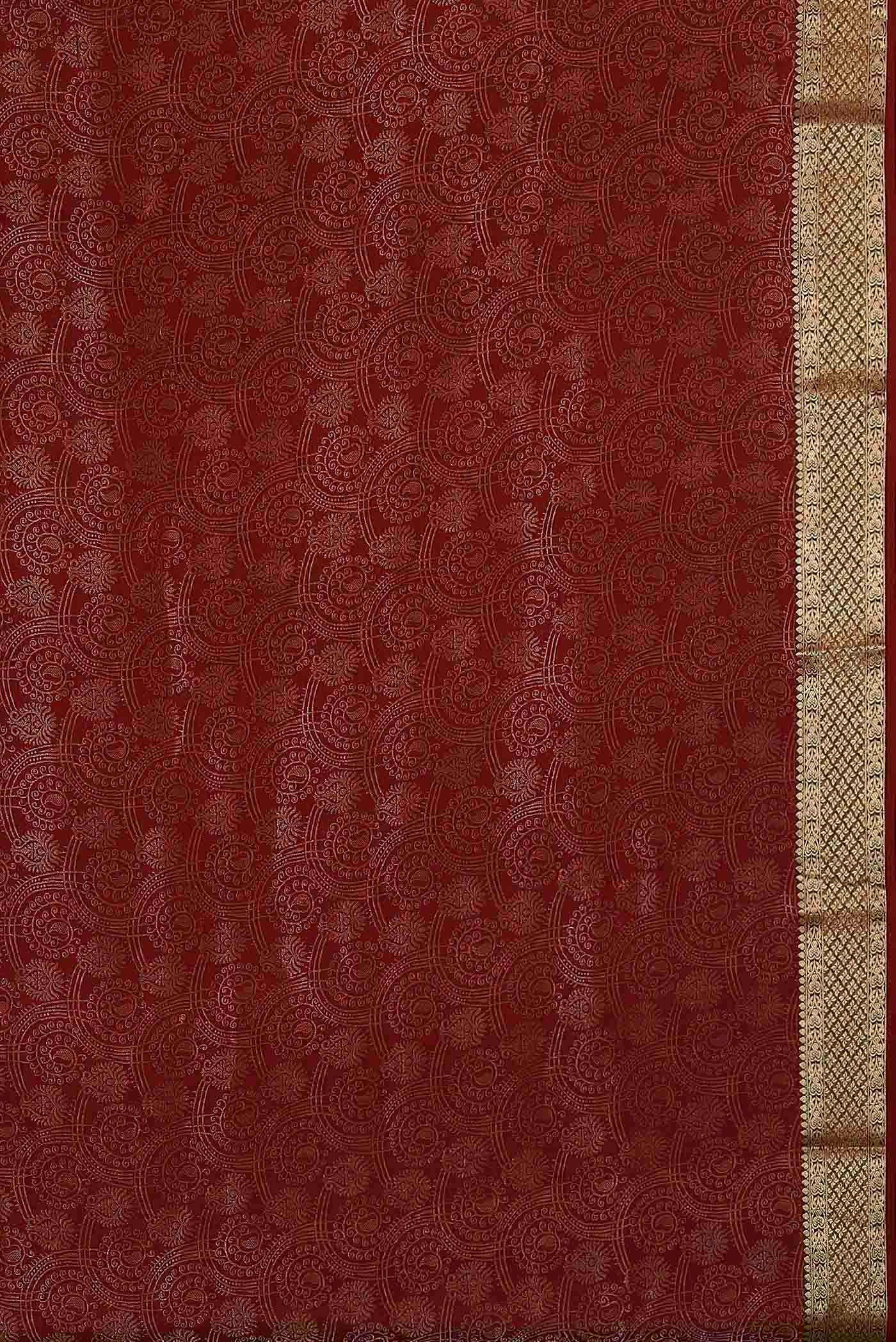 Maroon Mysore Crepe Saree