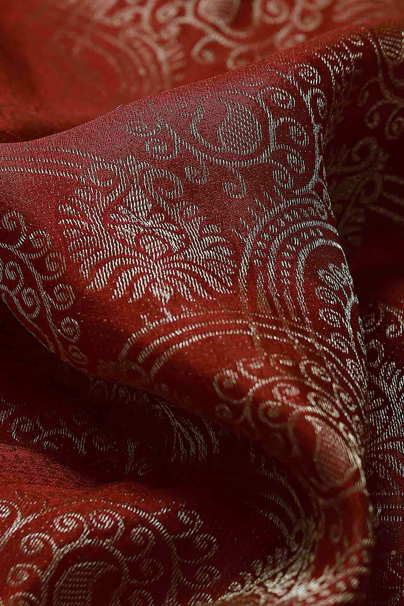 Maroon Mysore Crepe Saree