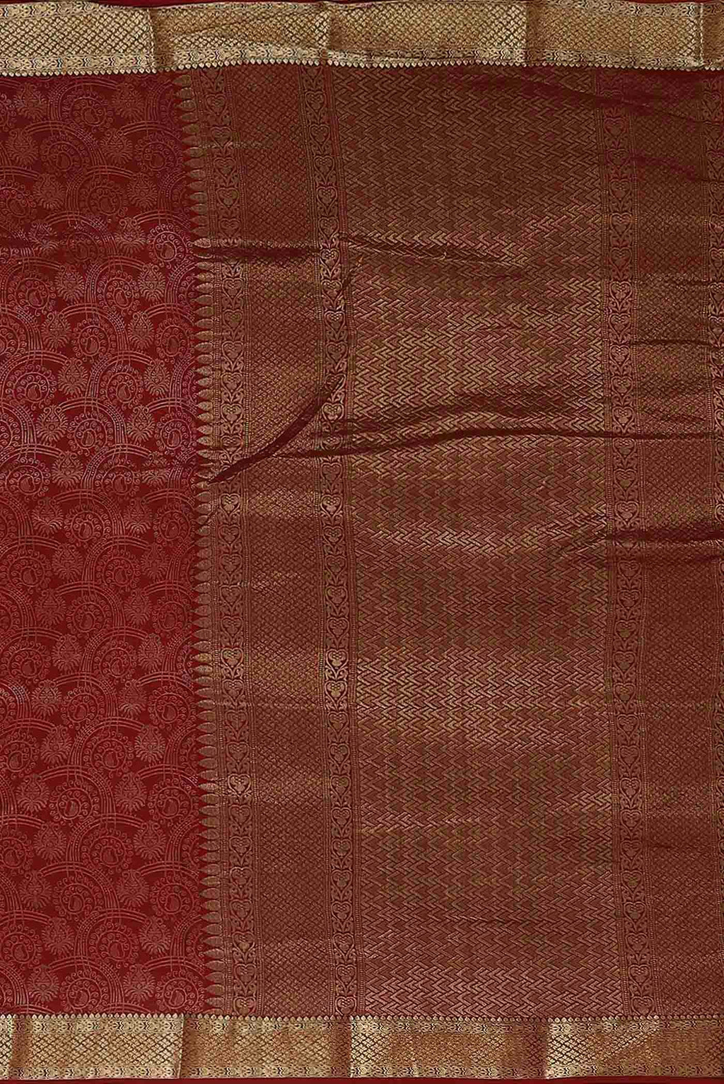 Maroon Mysore Crepe Saree