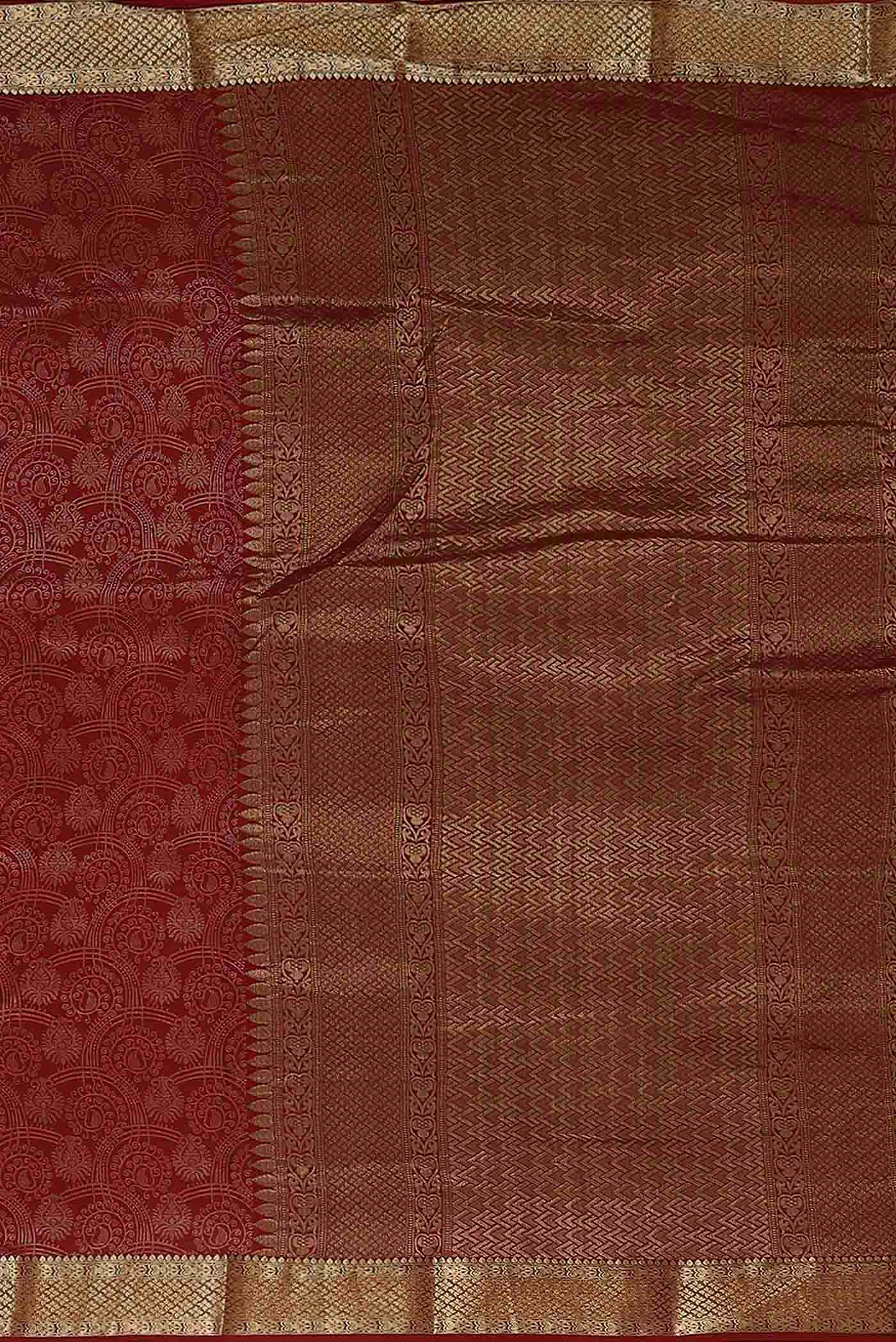 Maroon Mysore Crepe Saree