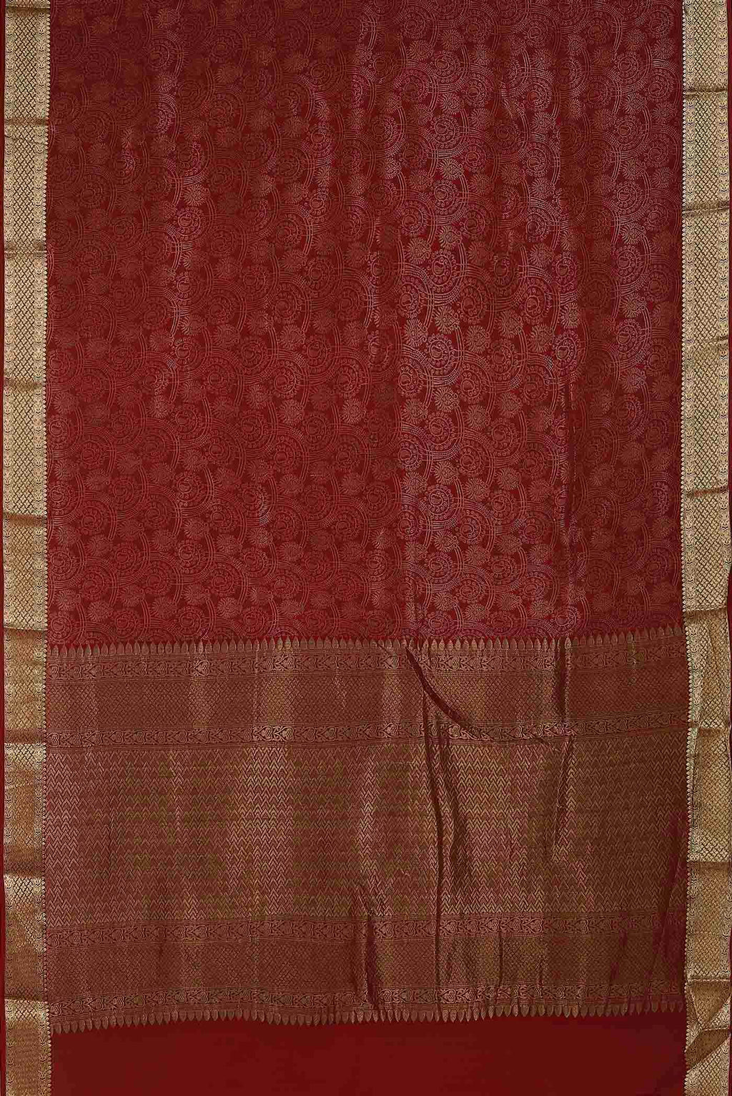 Maroon Mysore Crepe Saree