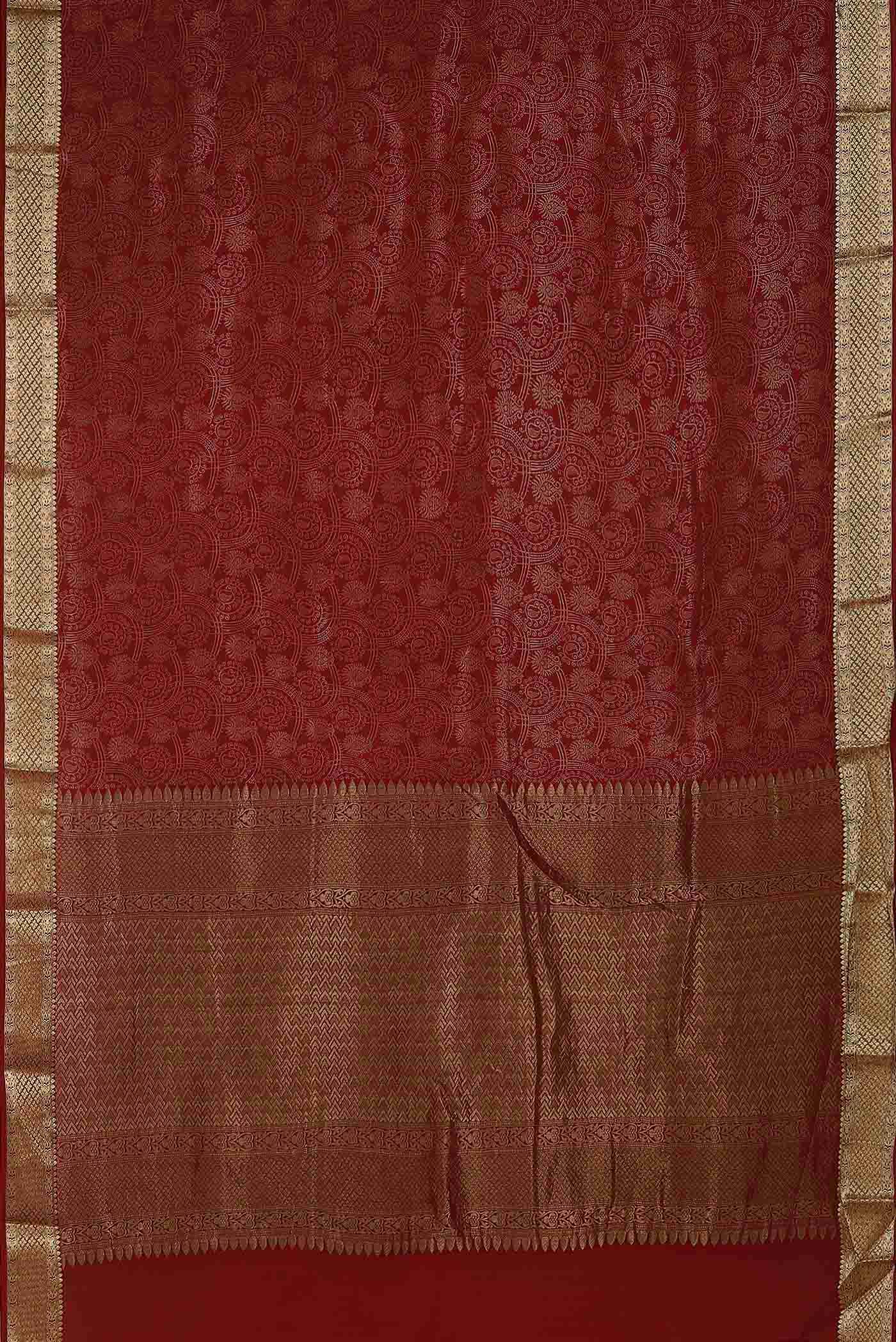 Maroon Mysore Crepe Saree