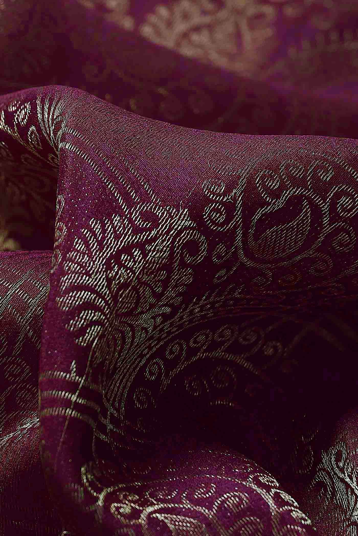 Purple Mysore Crepe Saree