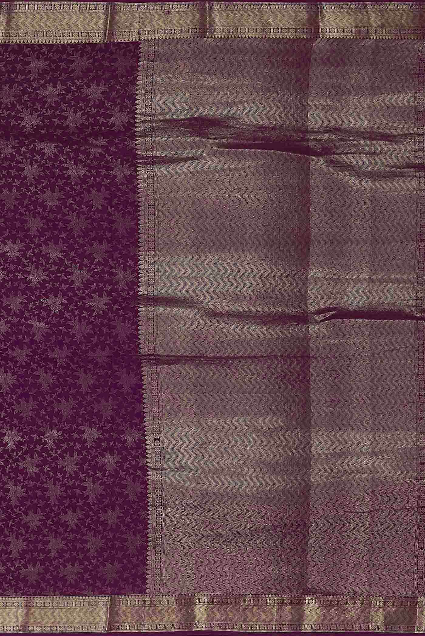 Purple Mysore Crepe Saree