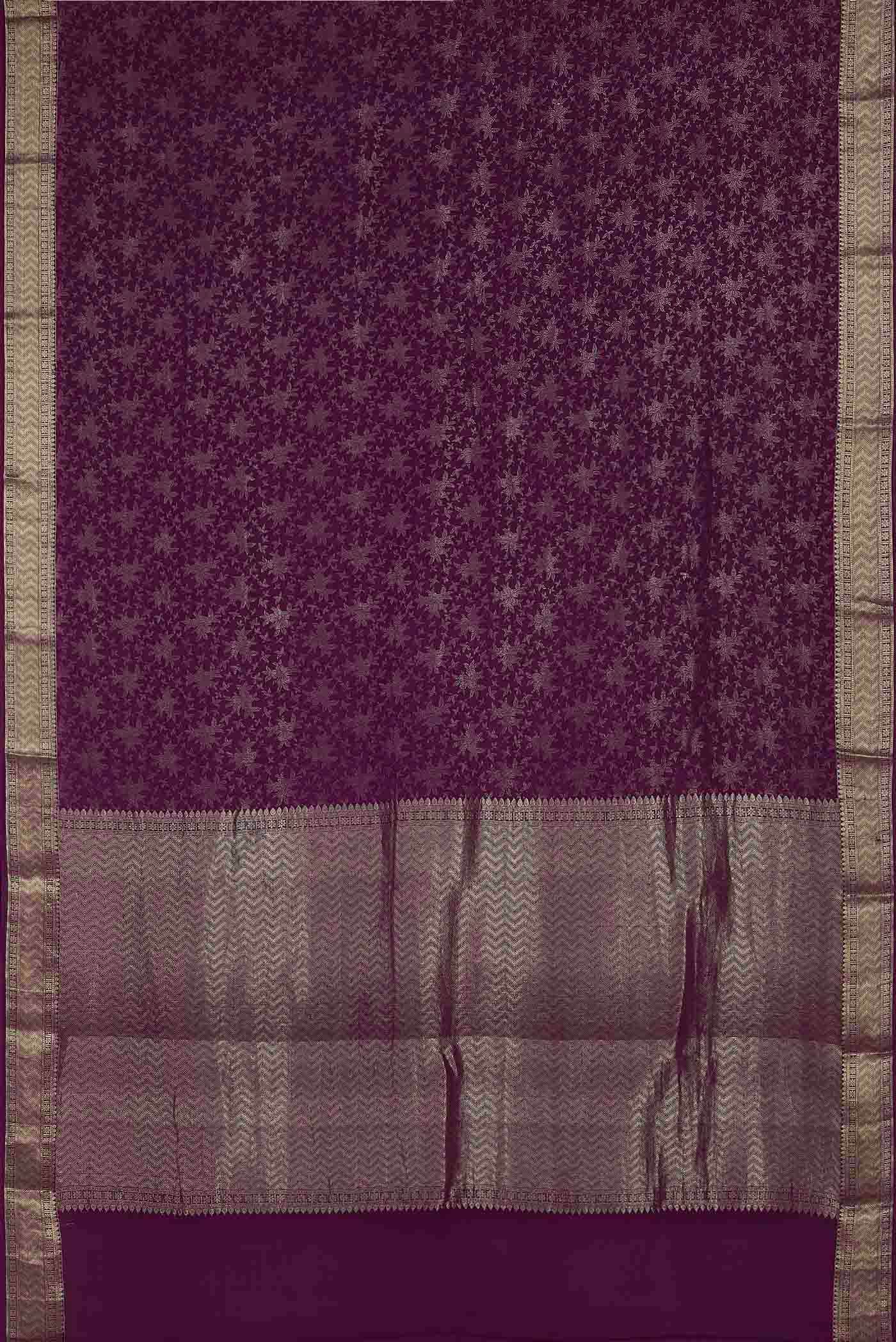 Purple Mysore Crepe Saree