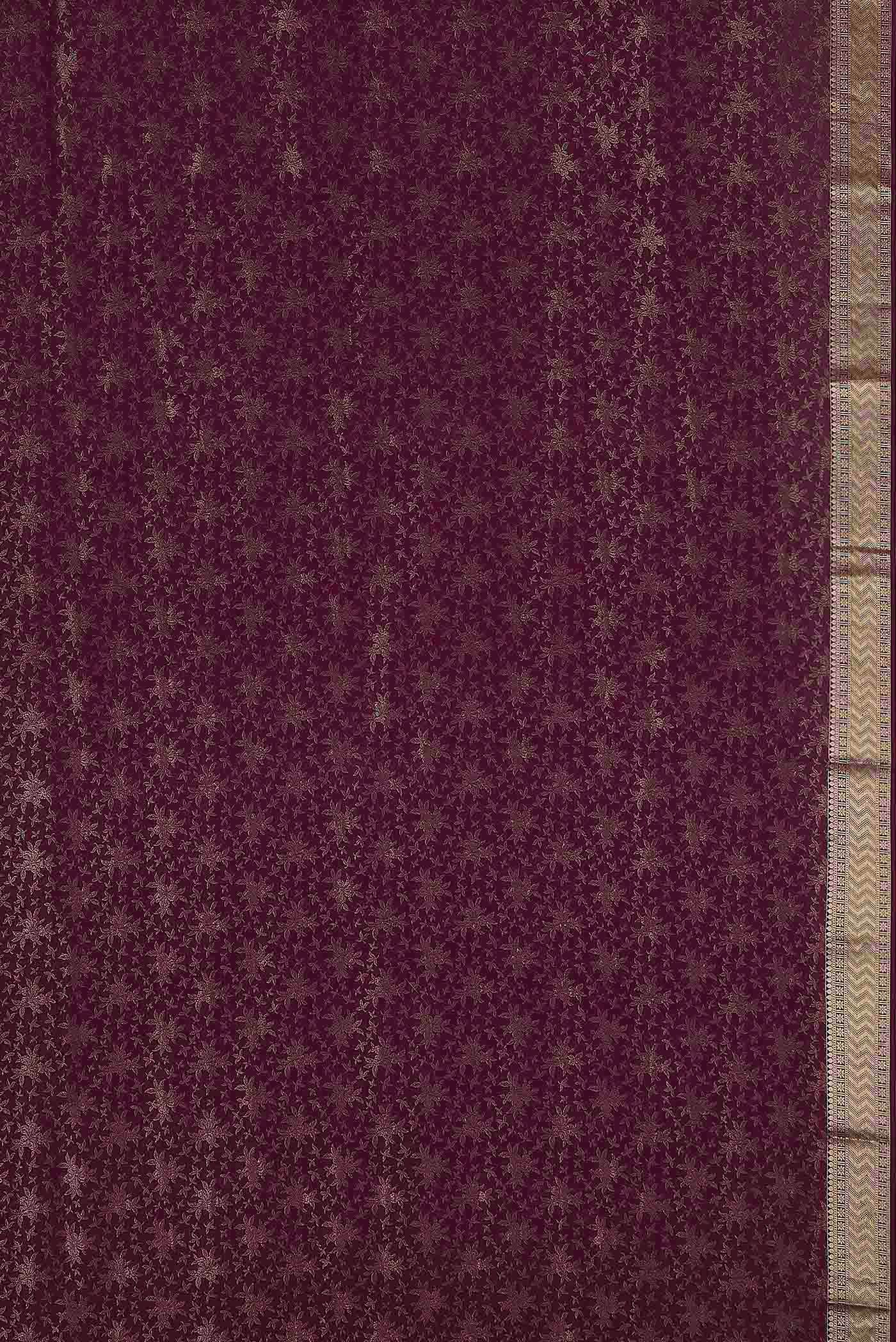 Maroon Mysore Crepe Saree