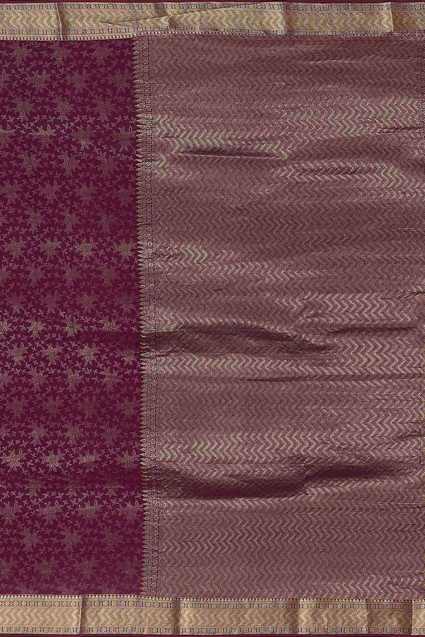Maroon Mysore Crepe Saree