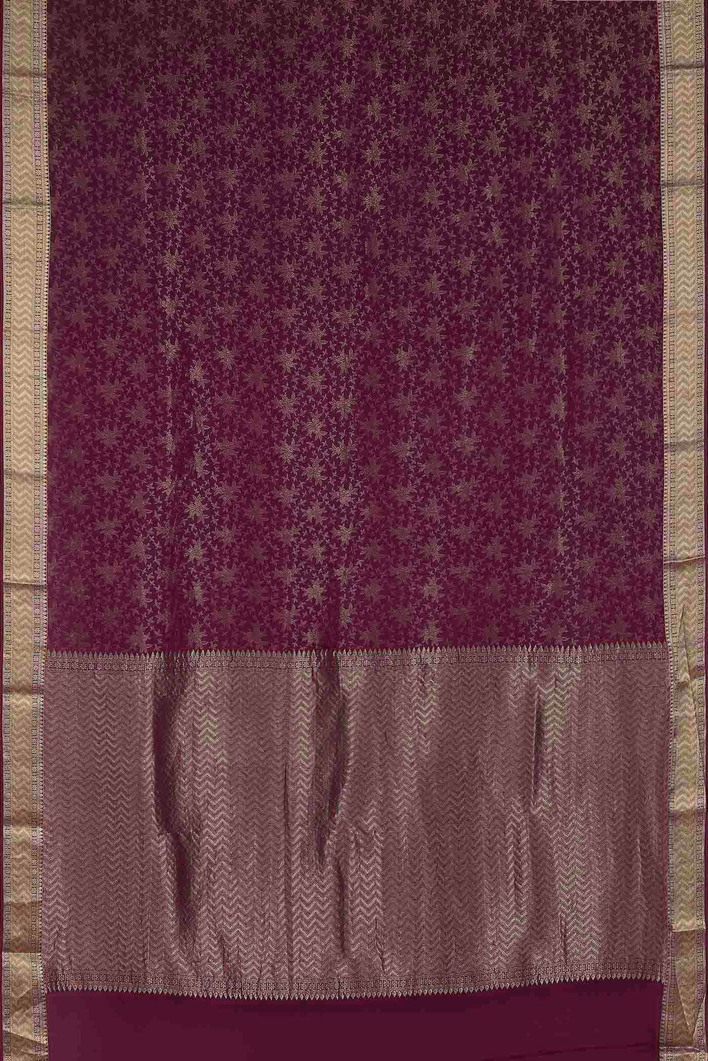 Maroon Mysore Crepe Saree