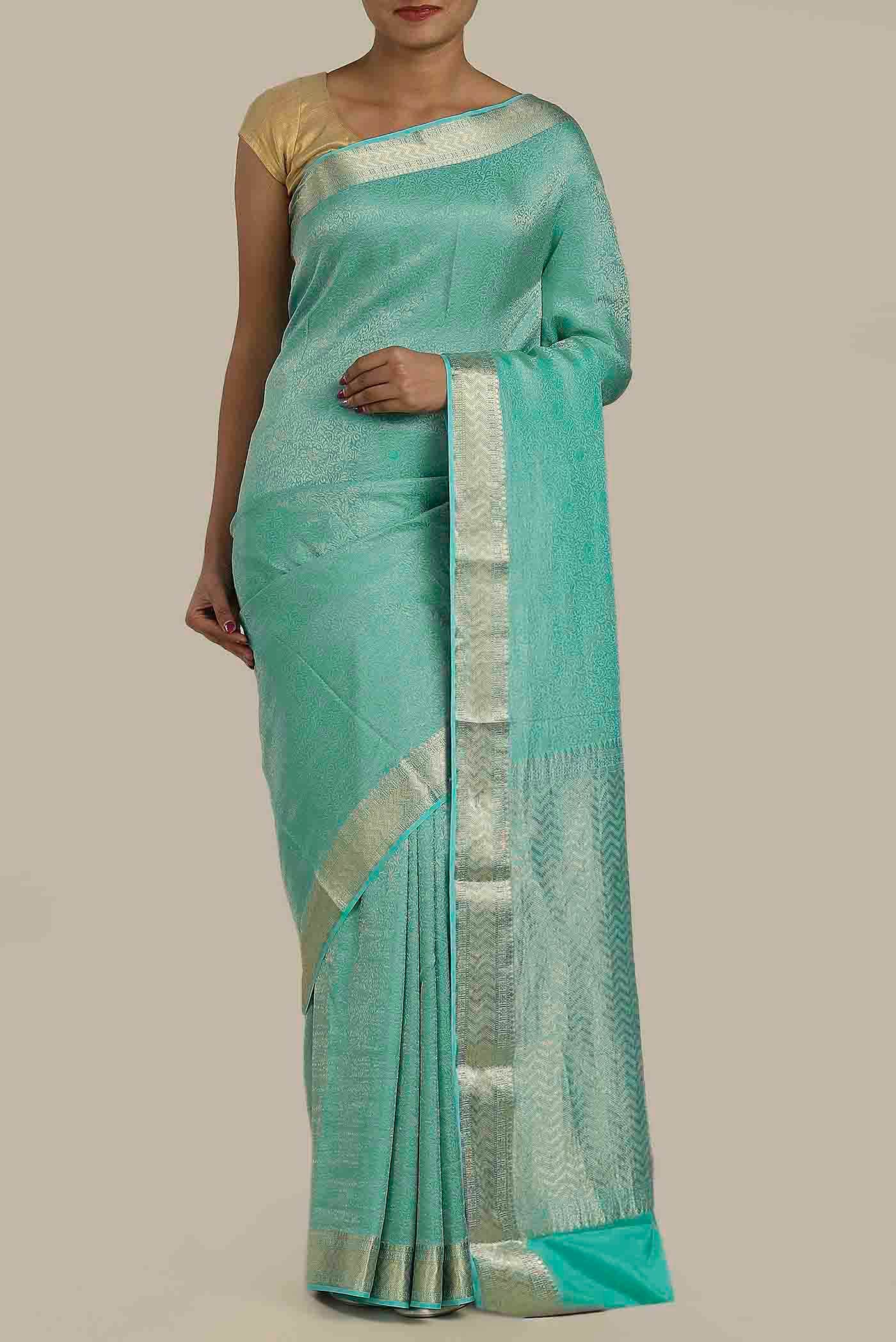 Green Mysore Crepe Saree