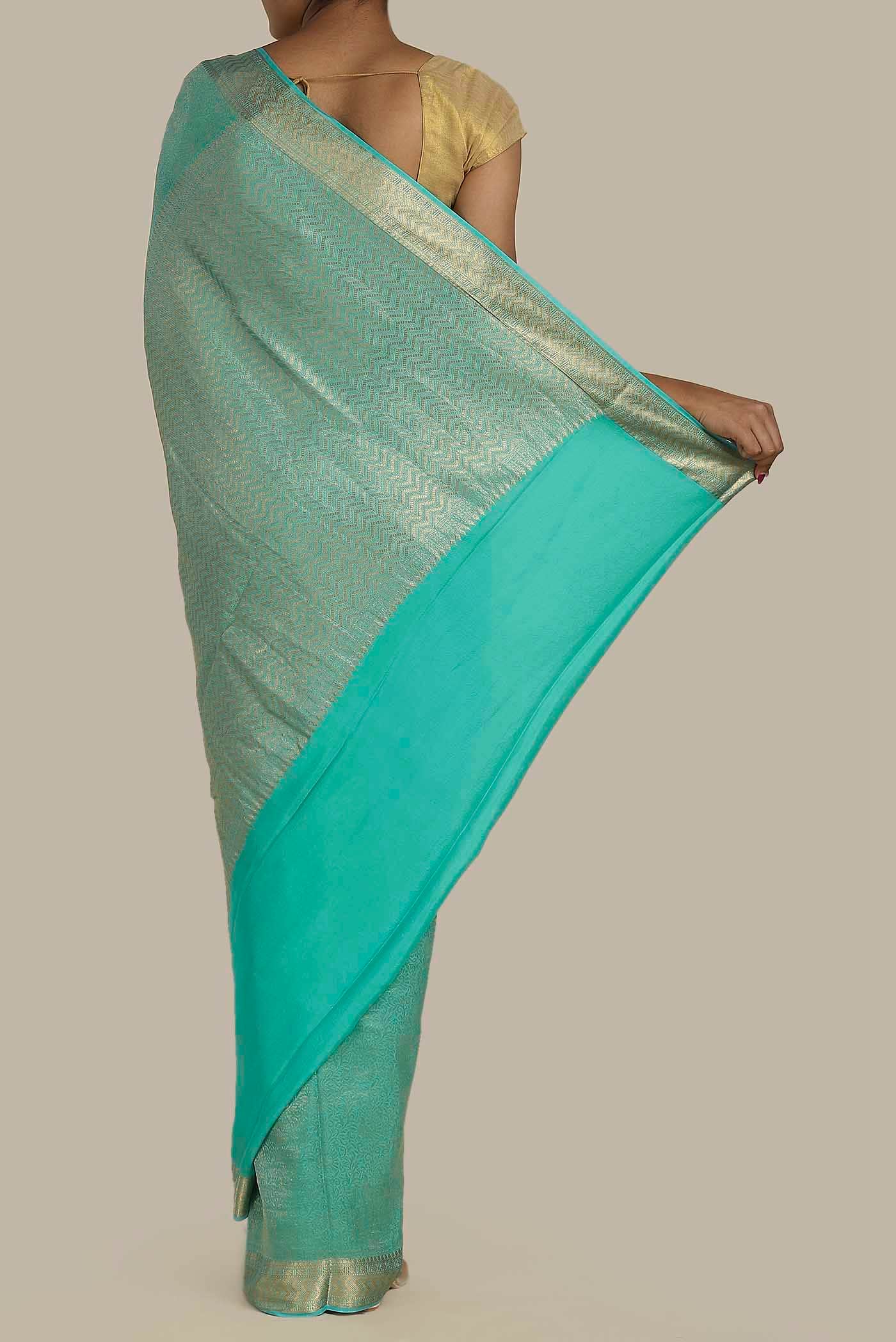 Green Mysore Crepe Saree