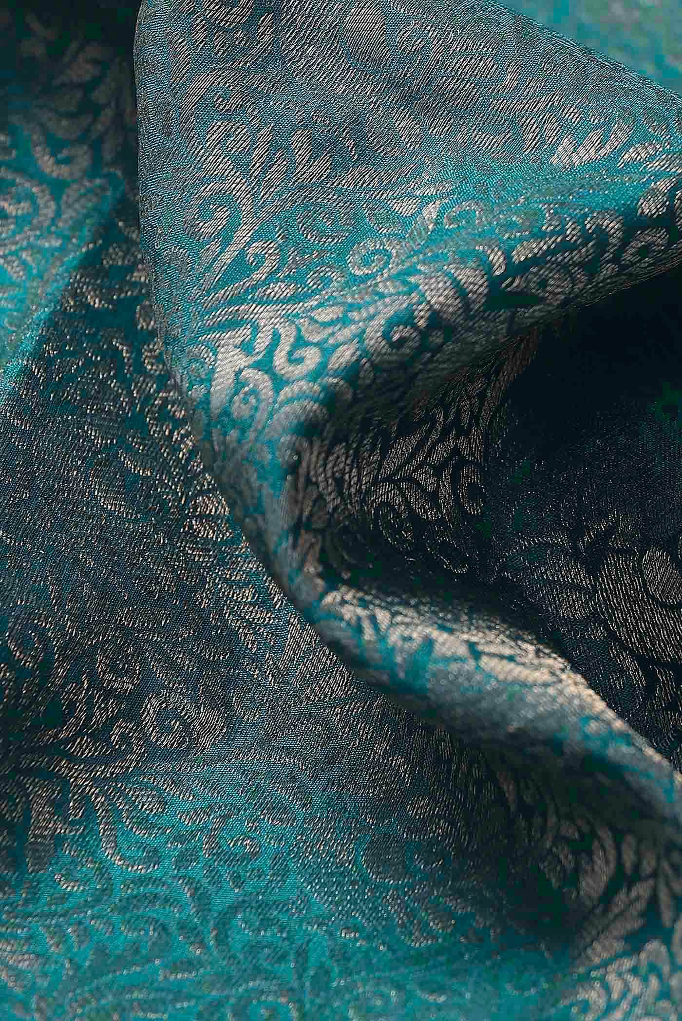 Blue Mysore Crepe Saree