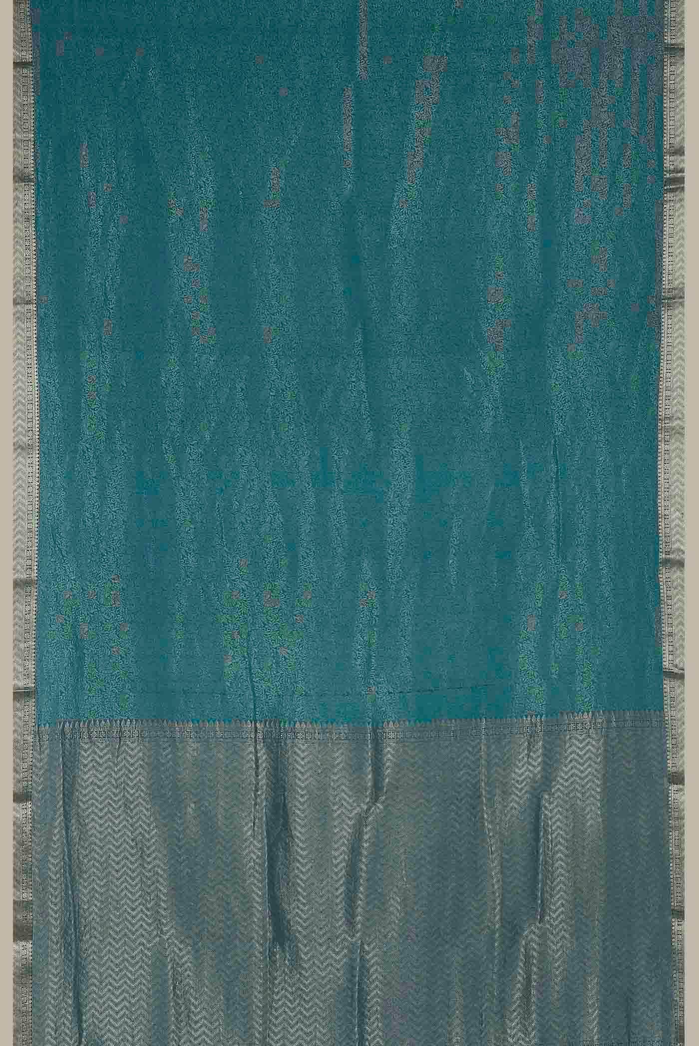 Blue Mysore Crepe Saree