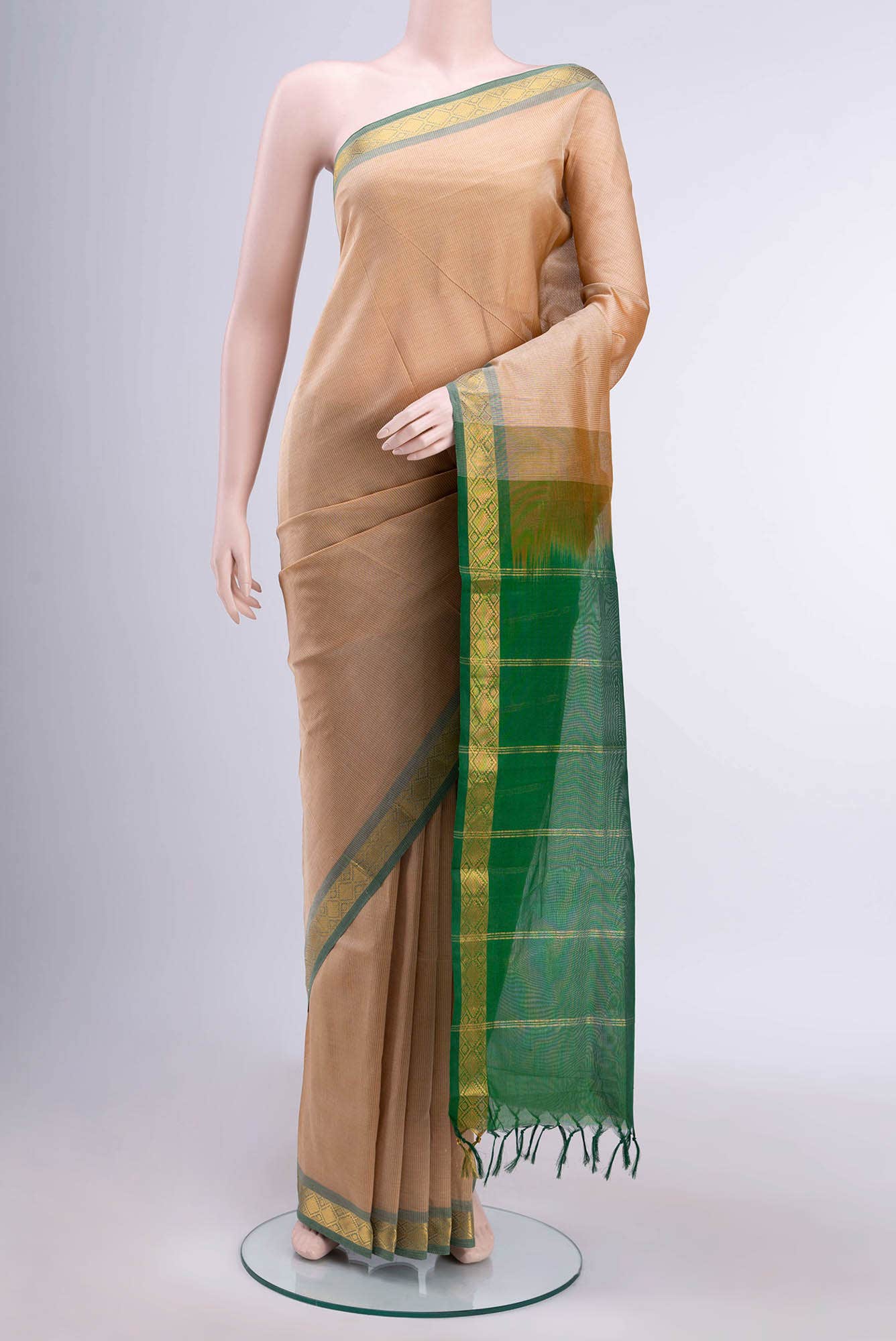 Beige Blended Silk Cotton Saree