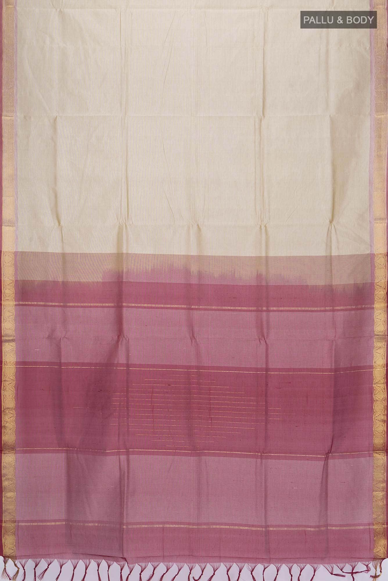 Beige Silk Cotton Saree