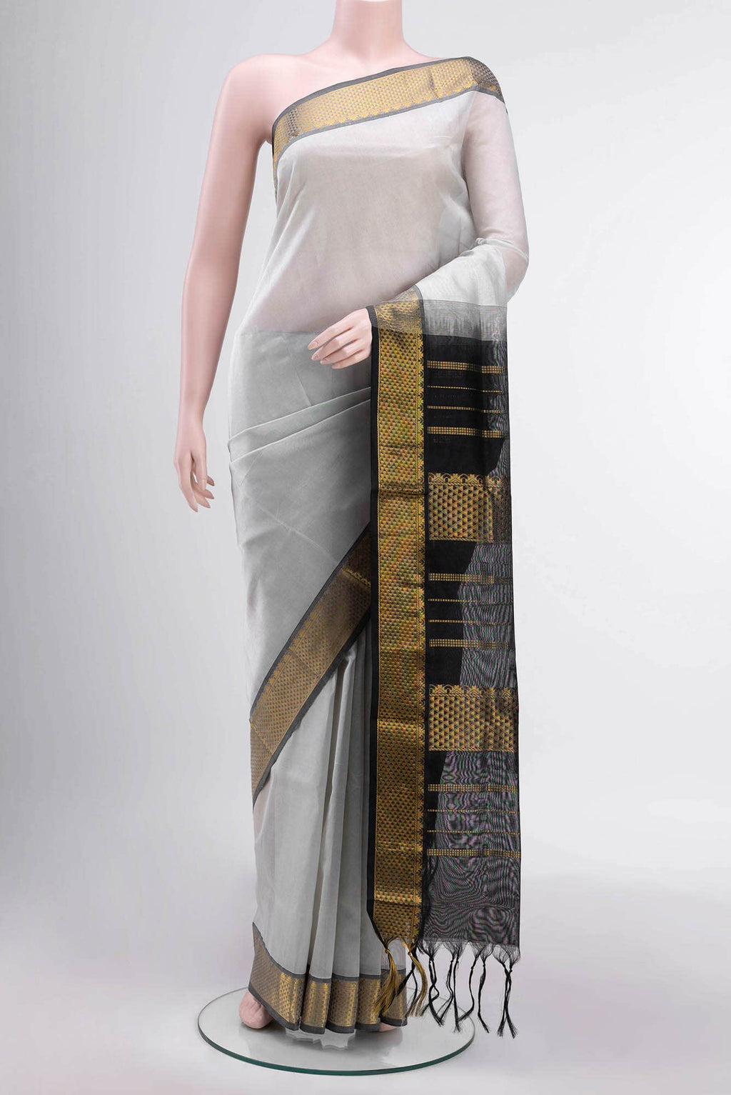Beige Silk Cotton Saree