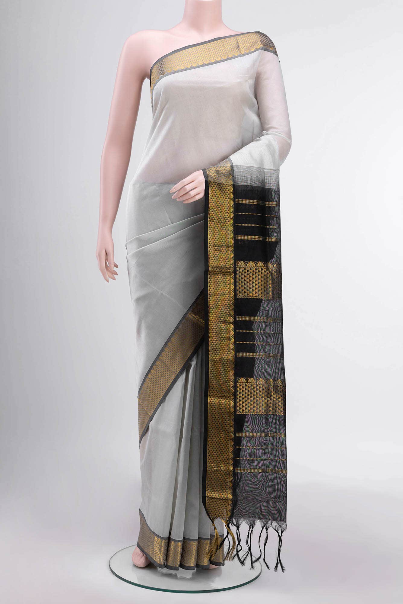 Beige Silk Cotton Saree