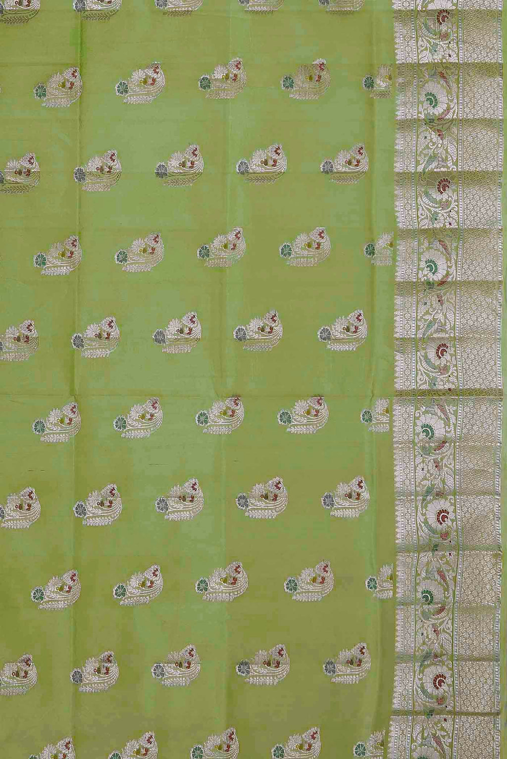 Green Banarasi Raw Silk Saree