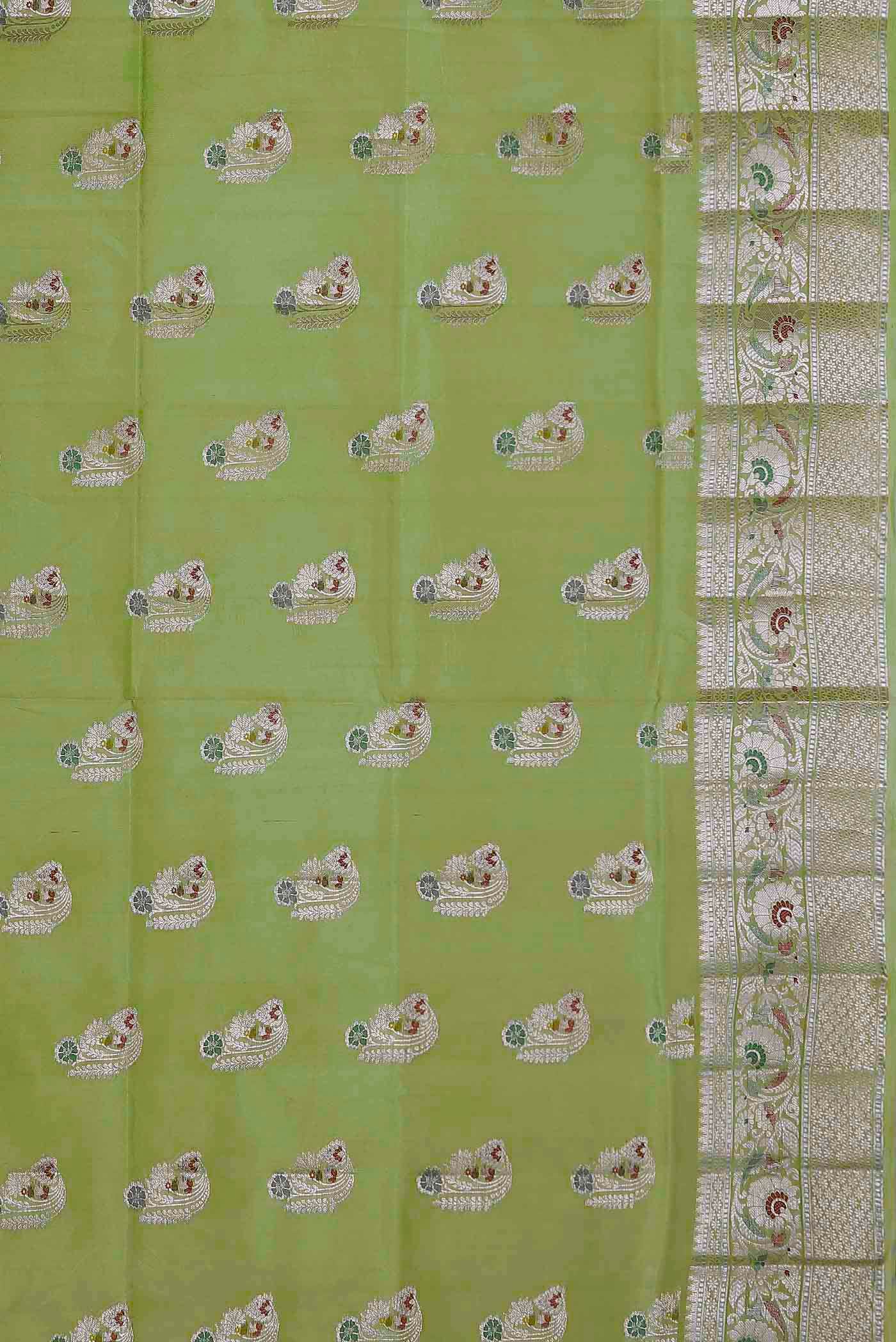 Green Banarasi Raw Silk Saree