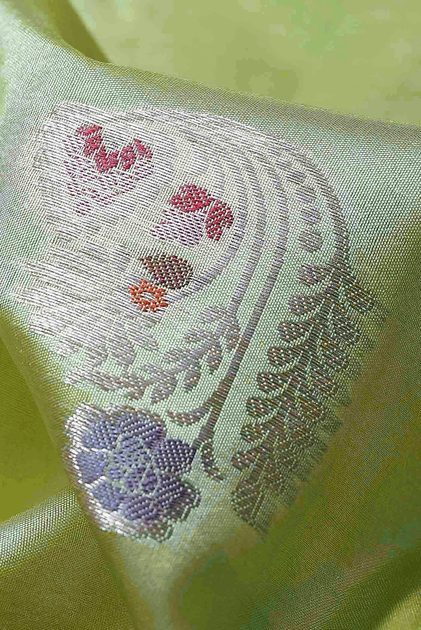 Green Banarasi Raw Silk Saree