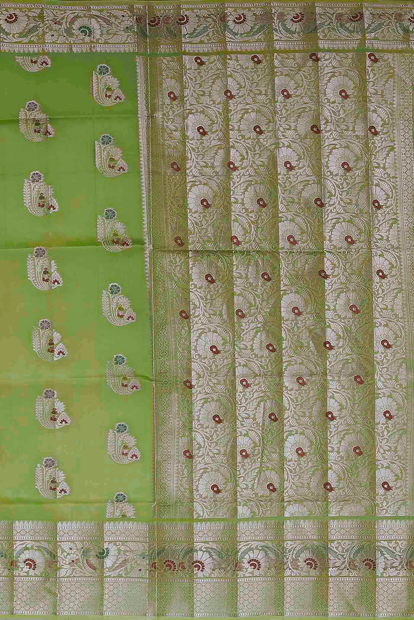 Green Banarasi Raw Silk Saree