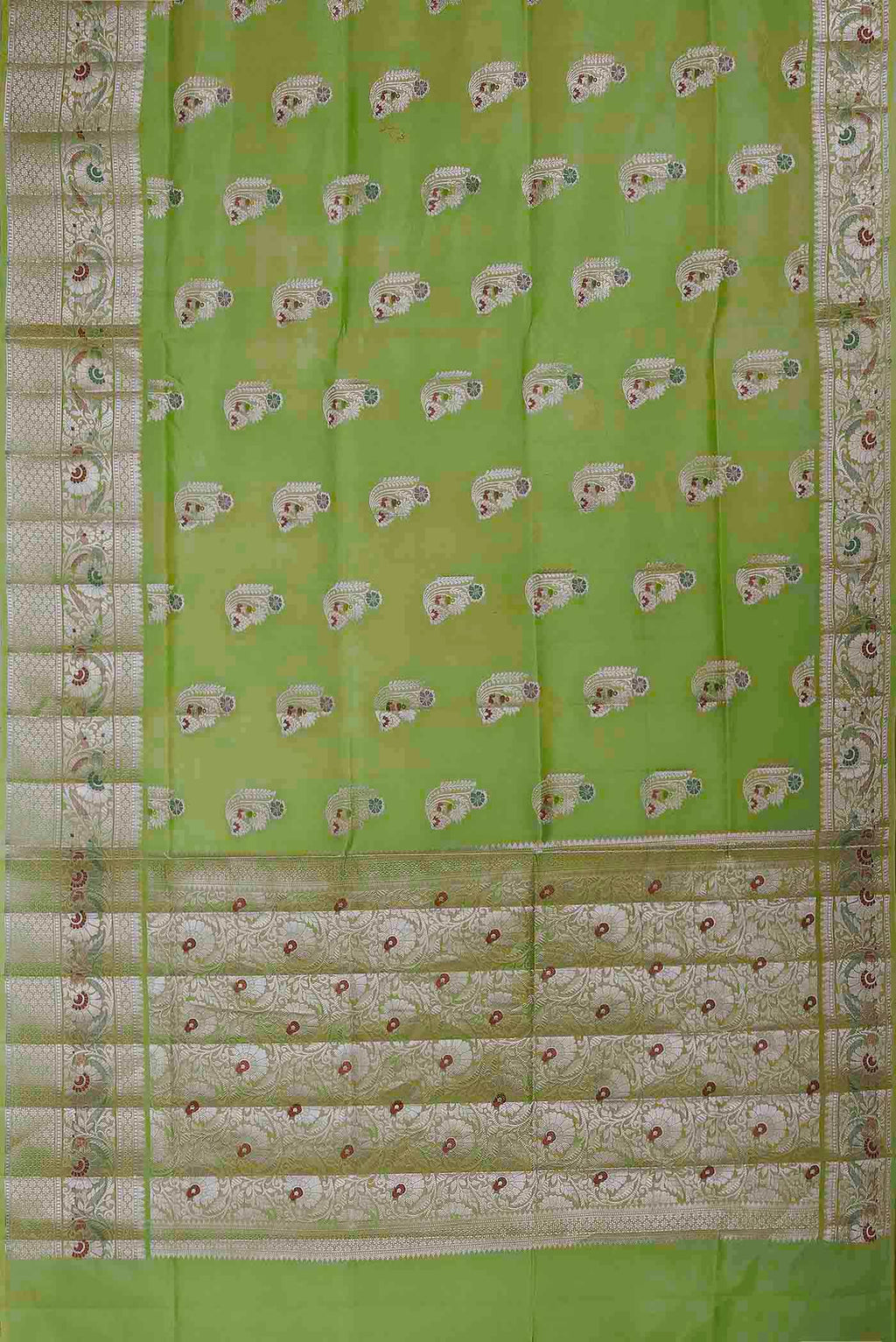 Green Banarasi Raw Silk Saree