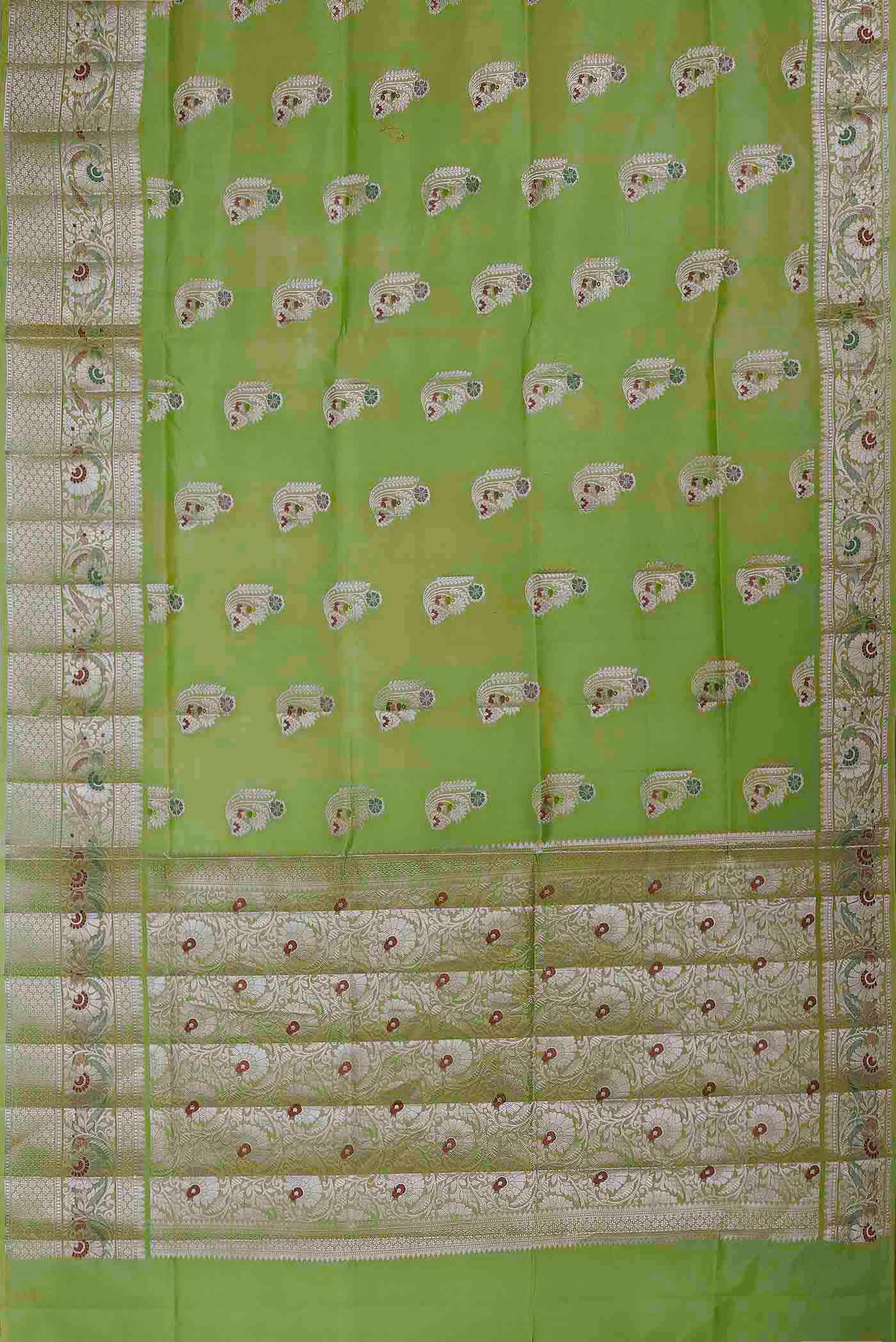Green Banarasi Raw Silk Saree