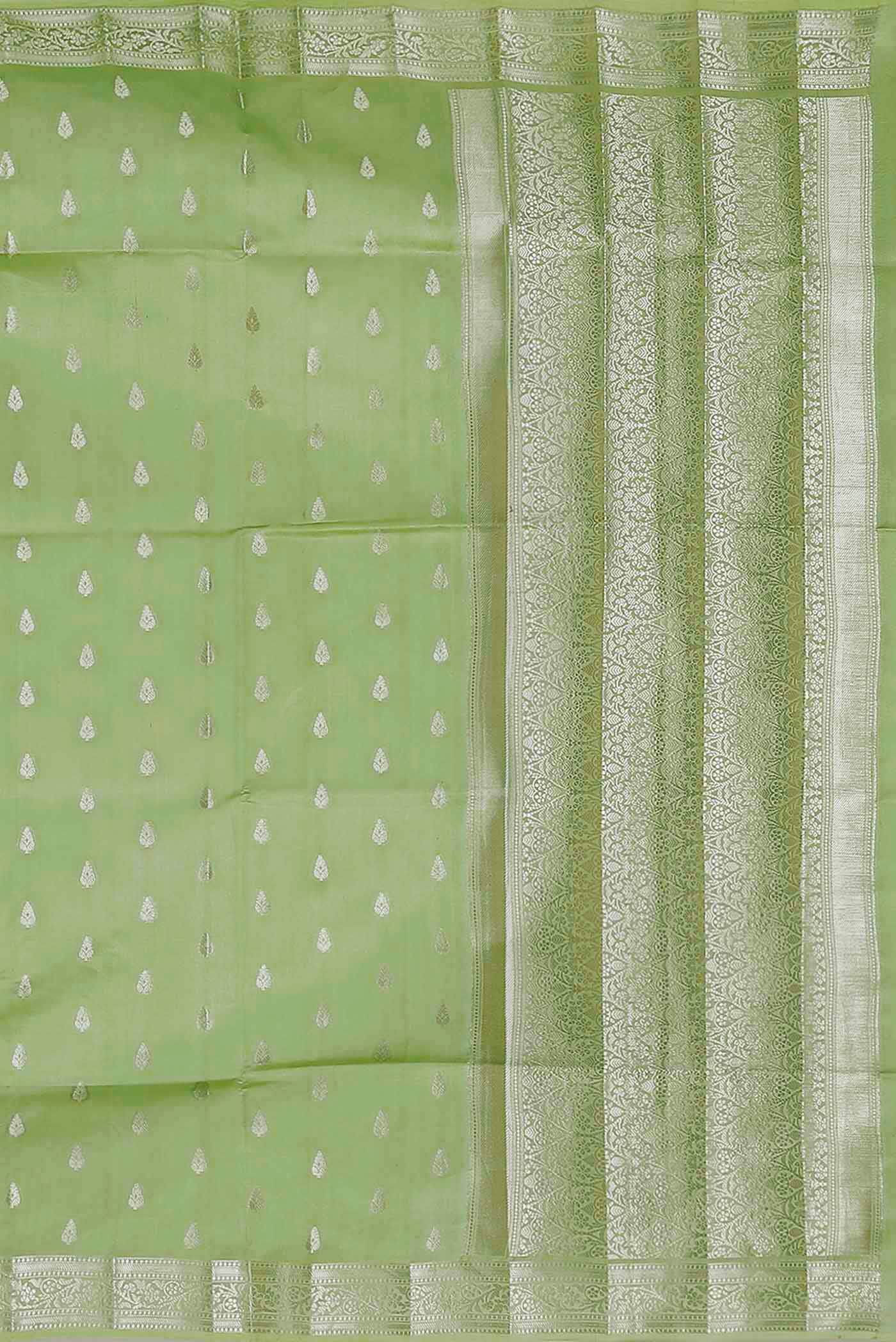 Green Banarasi Raw Silk Saree