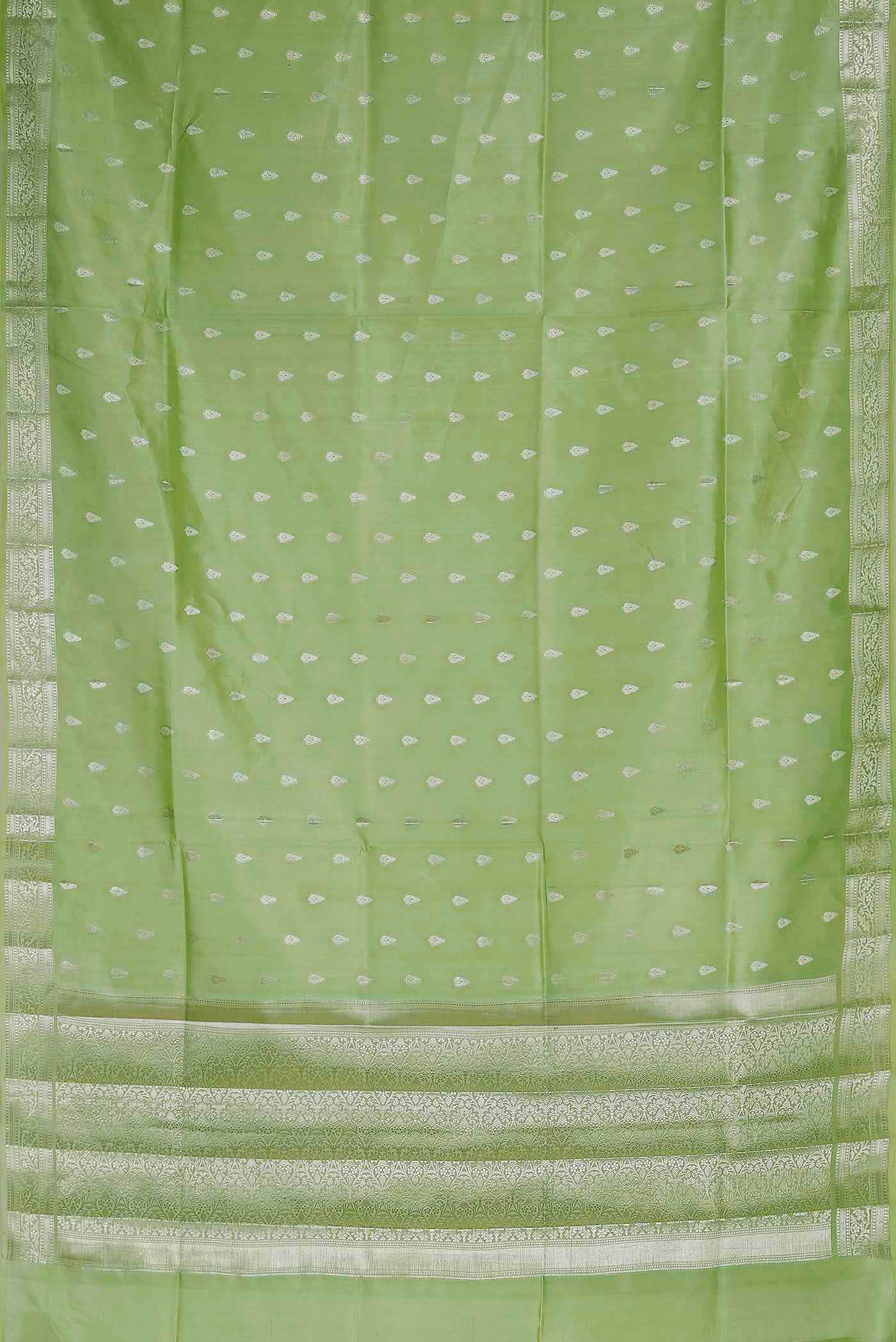 Green Banarasi Raw Silk Saree